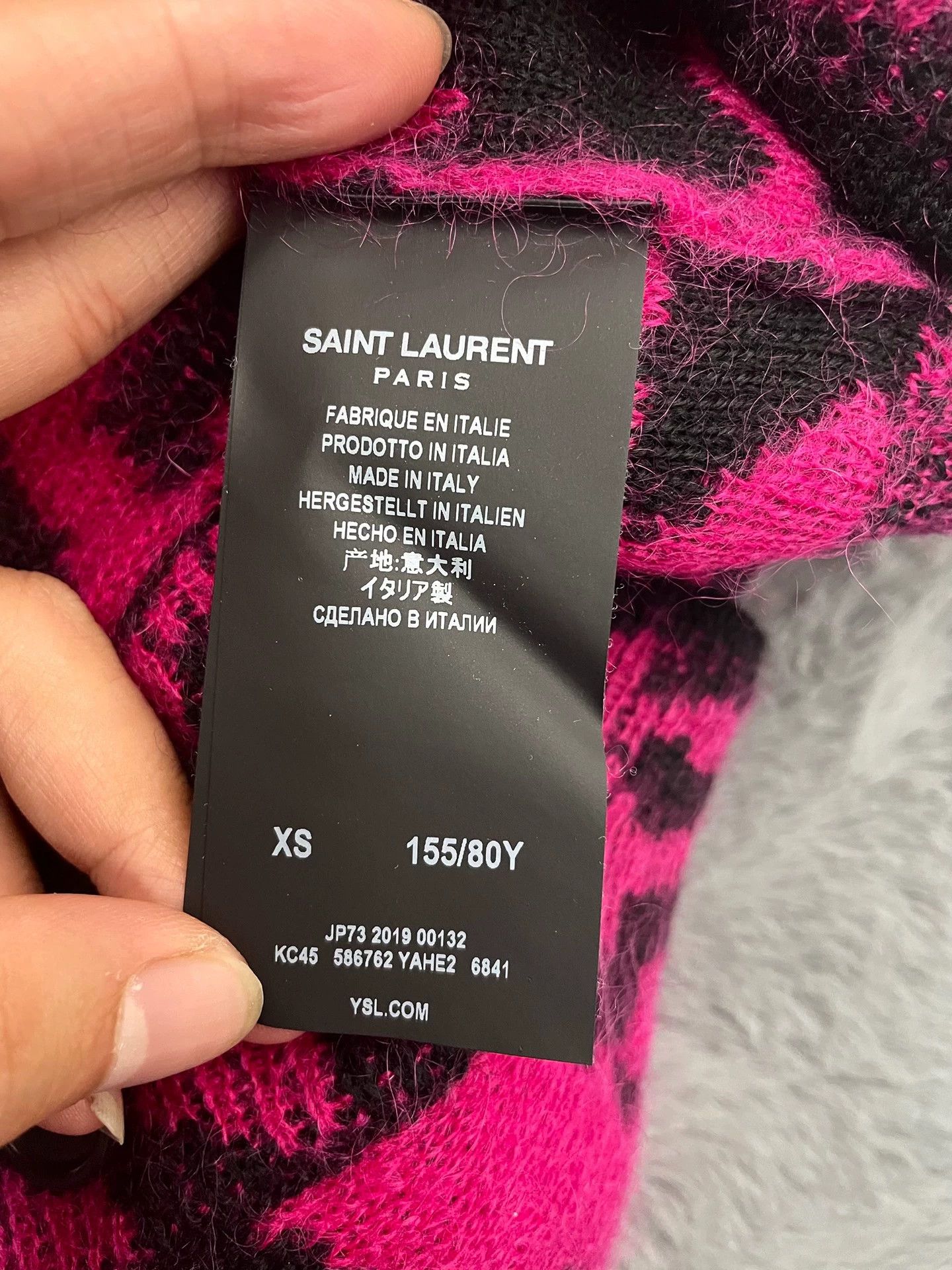 Saint Laurent Paris Saint Laurent SLP Rose Red Zebra Print Wool Mohair Cardigan Size US XS / EU 42 / 0 - 6 Thumbnail