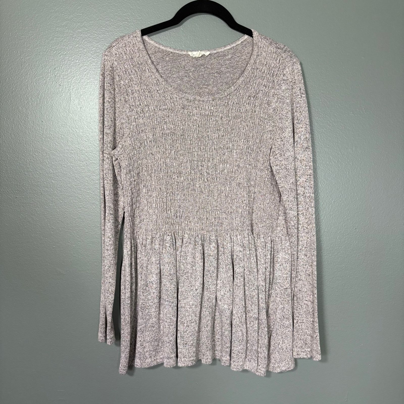 Other Jane and Delancey Gray & White Marled Peplum Cozy Knit Top Size M / US 6-8 / IT 42-44 - 1 Thumbnail