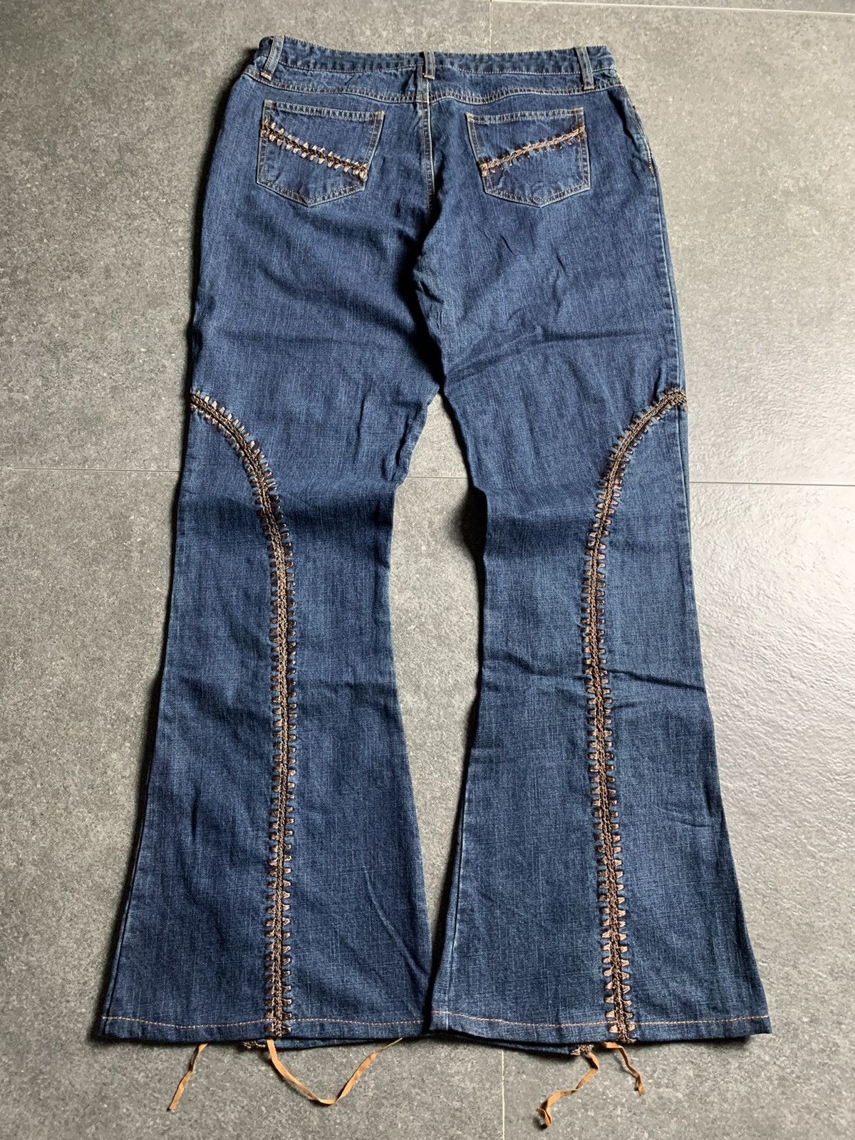 Japanese Brand 2000s Japan Fabric Central Unloader Lace-Up Flared Jeans Size US 30 / EU 46 - 9 Thumbnail