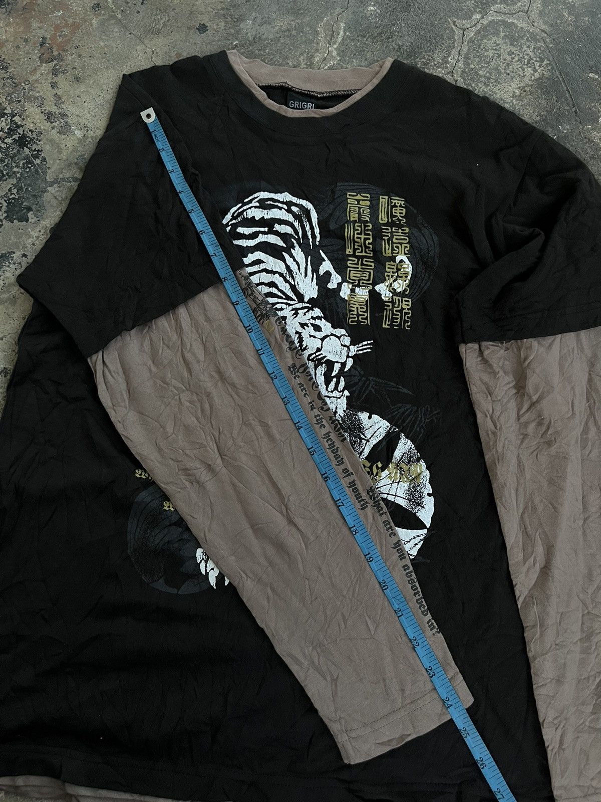 14th Addiction GRIGRI JAPANESE POEM Y2K DOUBLE LAYER KANJI TIGER PUNK STYLE Size US L / EU 52-54 / 3 - 12 Thumbnail
