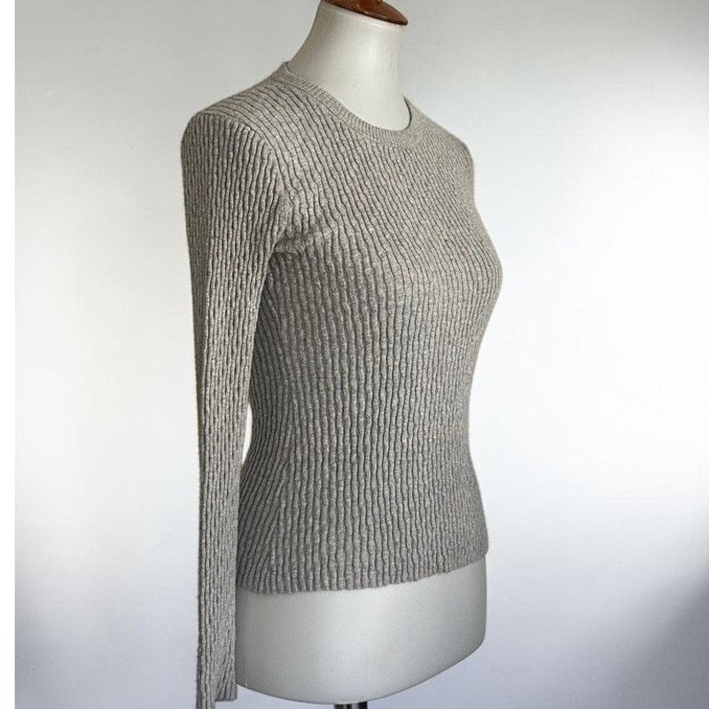 Enza Costa Enza Costa Cotton Cashmere Ribbed Knit Long Sleeve Top M Size M / US 6-8 / IT 42-44 - 4 Thumbnail