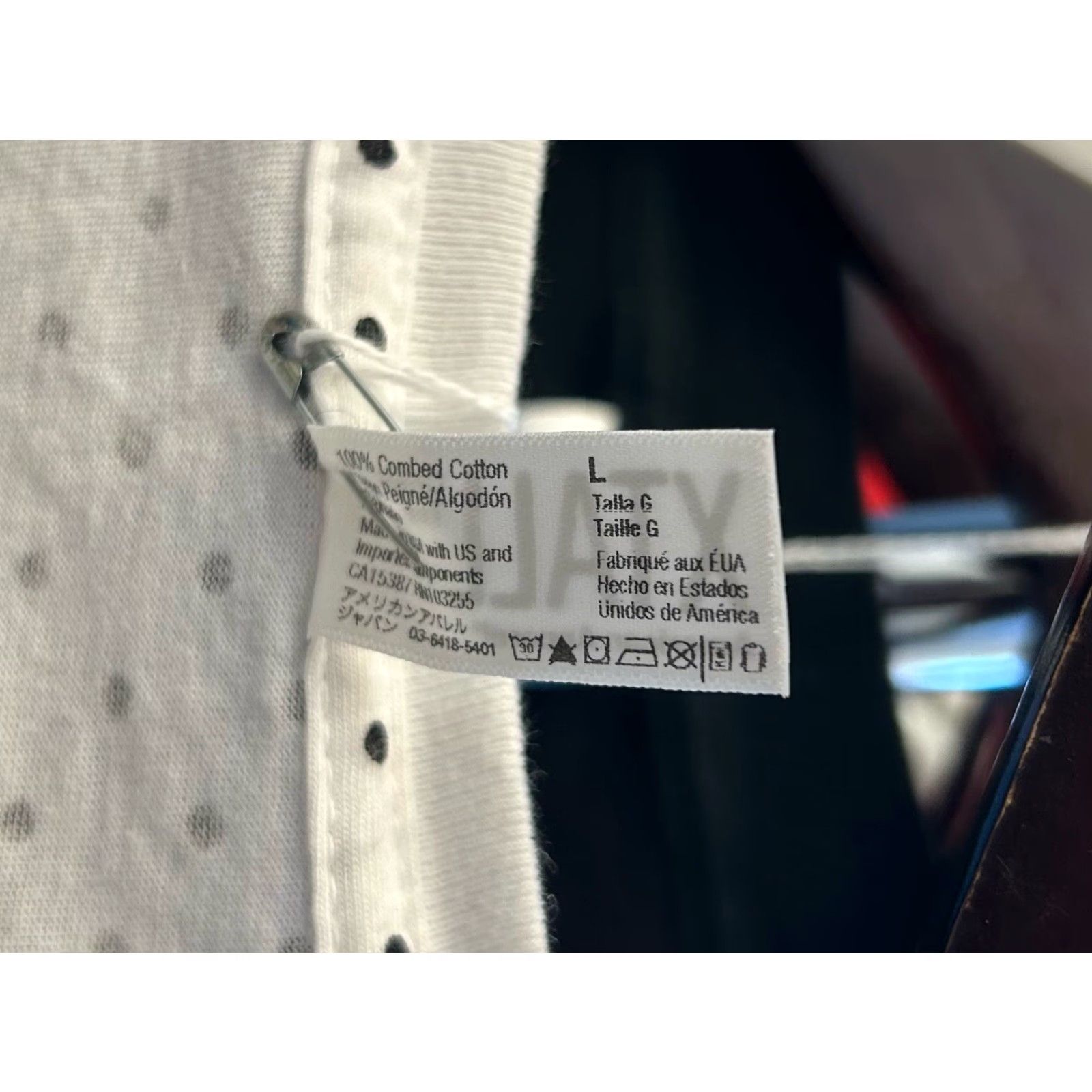 American Apparel OG american apparel tall tee mens L t-shirt White polka dot USA 2010s Crew Neck 100% cotton Shirt Mens Long 31” 22” 8" sleeves Size US L / EU 52-54 / 3 - 4 Thumbnail