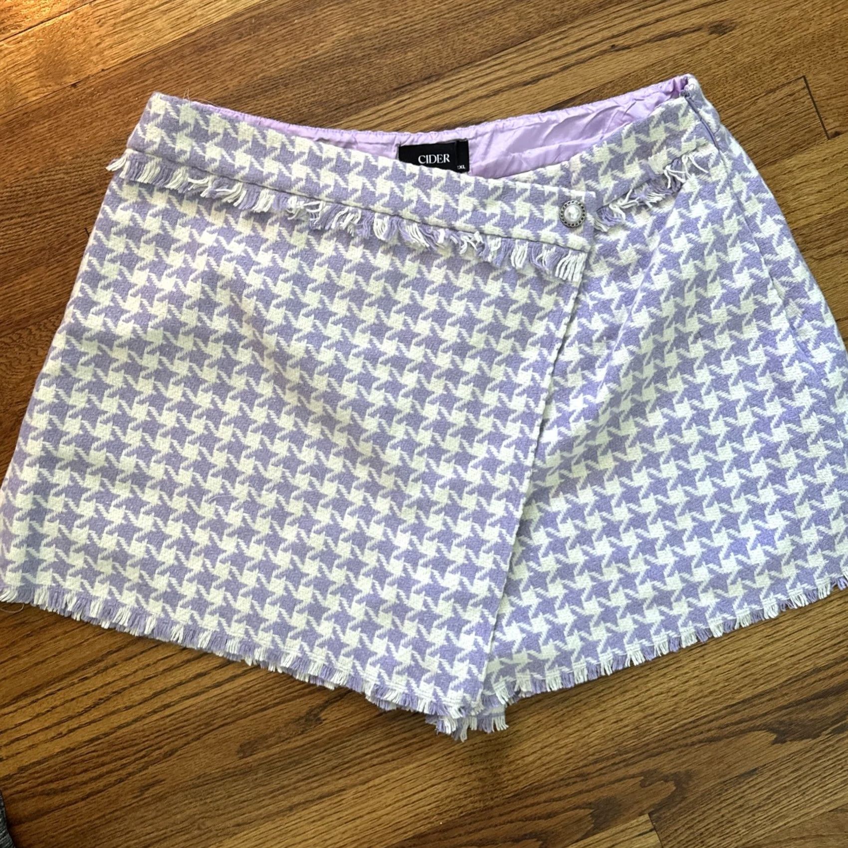 Cider CIDER Jacket Short Purple Houndstooth Tweed XL Women Suit Set Short Jacket C11 Size 40" / US 18 - 2 Thumbnail