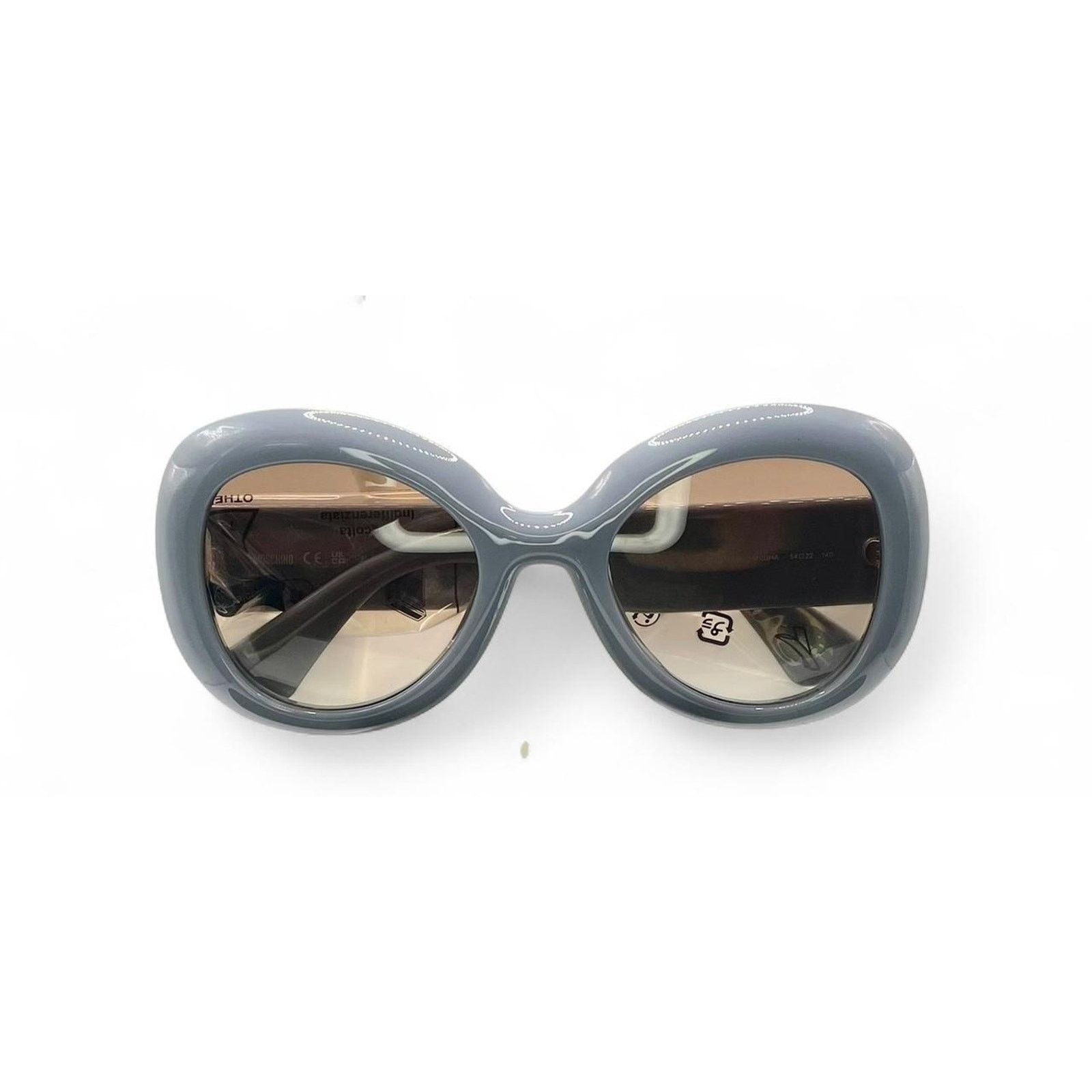 Moschino Moschino Grey Blue Periwinkle Round Sunglasses Black Lenses Size ONE SIZE - 1 Thumbnail