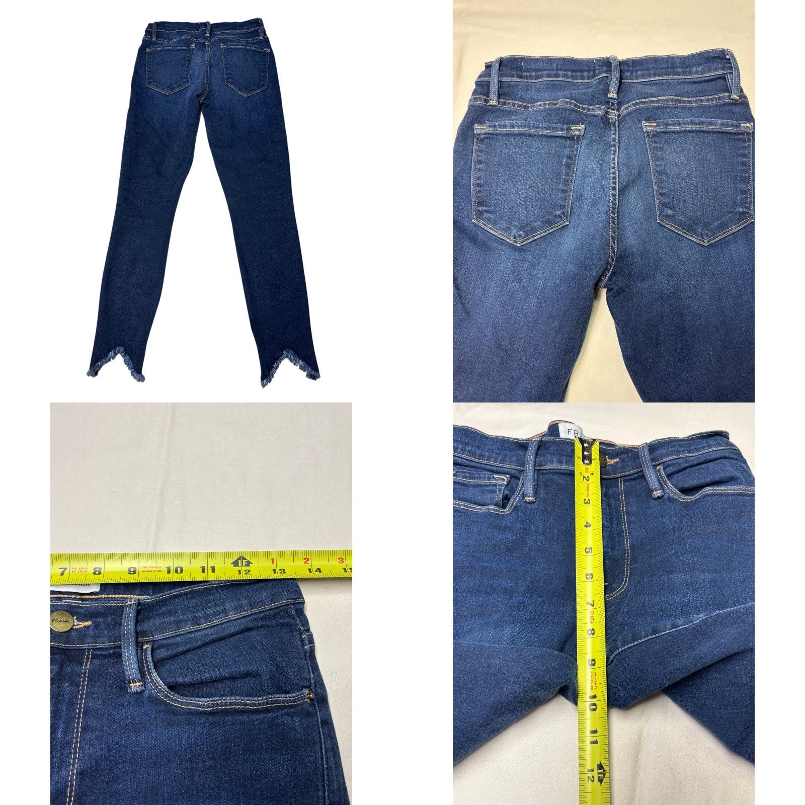 Frame VINTAGE FRAME Le Skinny de Jeanne Crop Jeans Dark Wash Frayed Hem 27X26 Size 27" / US 4 / IT 40 - 8 Thumbnail
