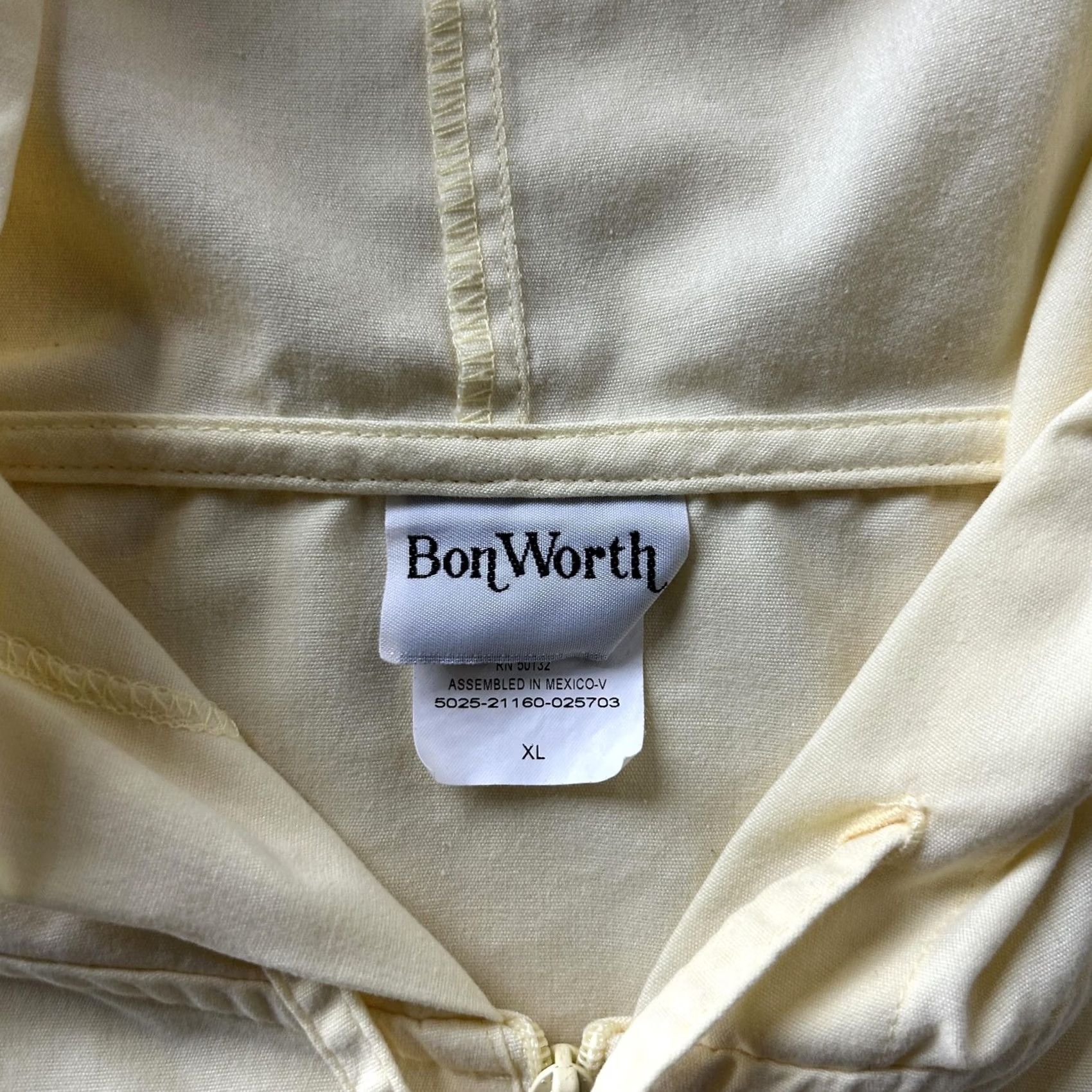 Vintage BonWorth Jacket Womens XL Yellow Cotton Blend Hooded Full Zip Lightweight Twill Jacket Size XL / US 12-14 / IT 48-50 - 2 Thumbnail