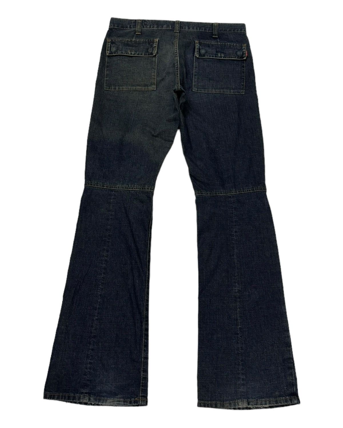If Six Was Nine VINTAGE BARTACK PATCHWORK FLARE DENIM JEANS Size US 31 - 4 Thumbnail