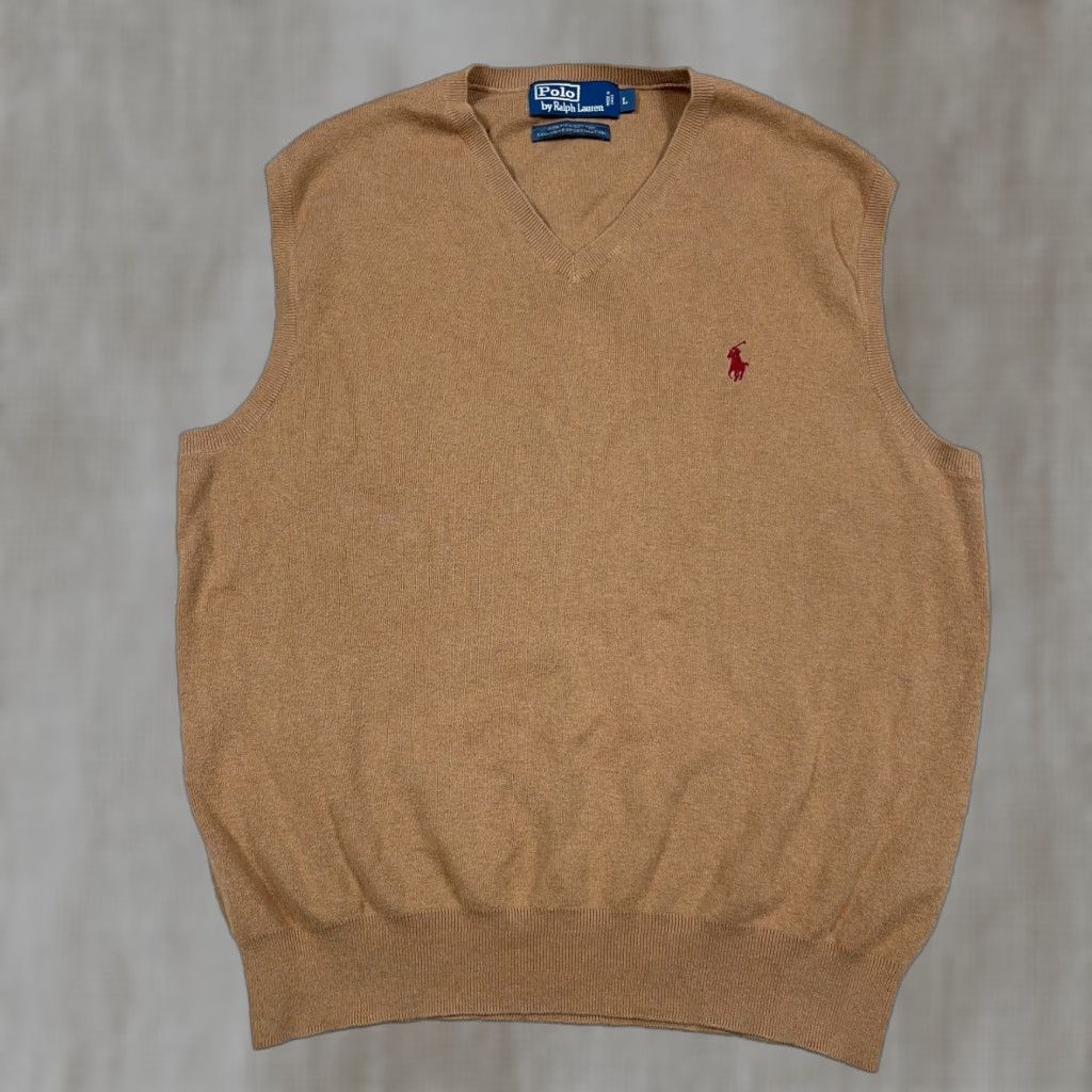 Polo Ralph Lauren VINTAGE Polo Ralph Lauren Sweater Vest Men L Brown Pima Cotton Soft Thin Red Pony Size US L / EU 52-54 / 3 - 1 Thumbnail