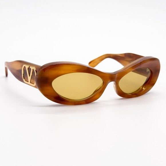 Valentino NEW VALENTINO SUNGLASSES VLS-178C HAVANA ORANGE OVAL WOMEN E Size ONE SIZE - 4 Thumbnail