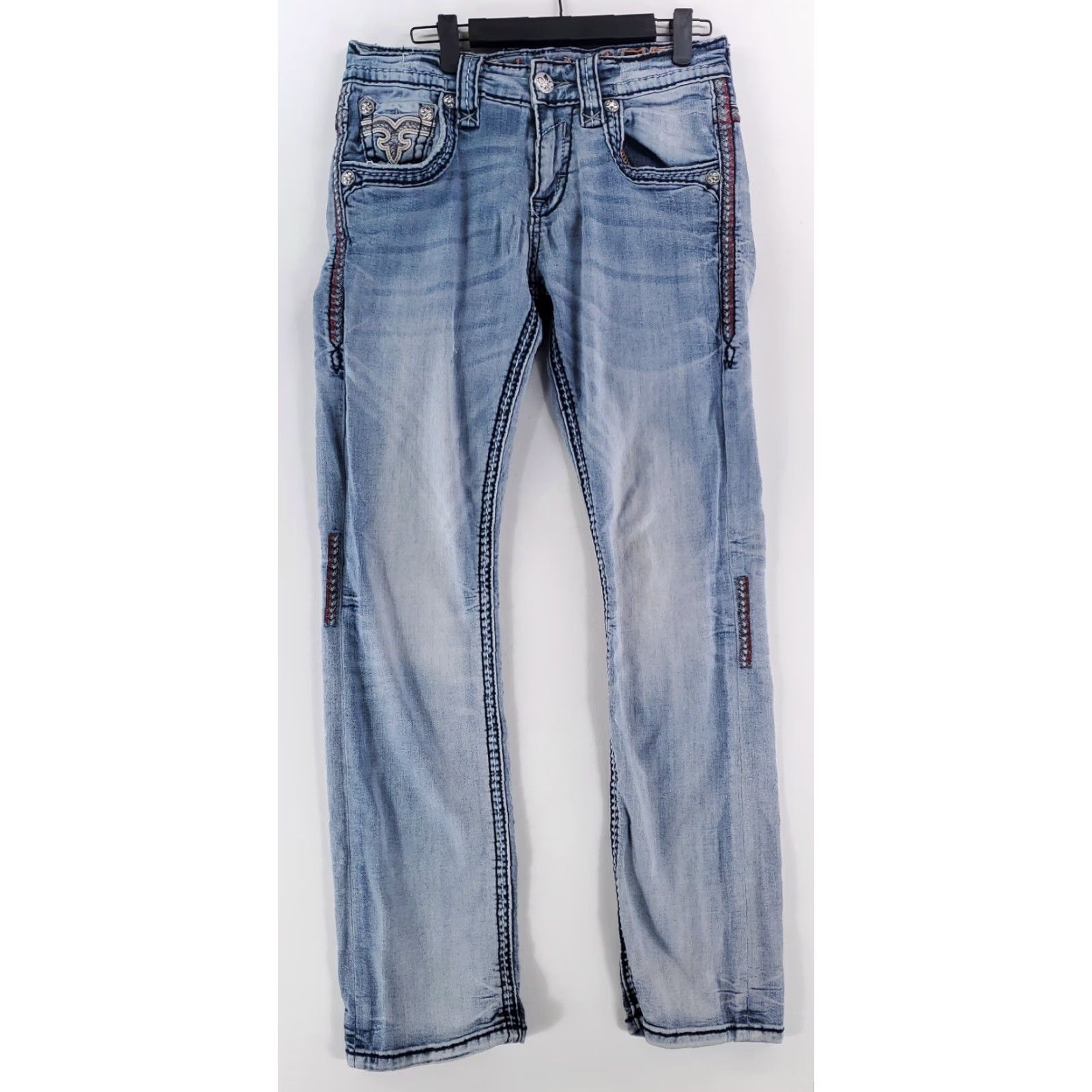 Vintage Rock Revival Kolby Straight Blue Jeans Mens 30 Straight Jeans 30x30 Blue Mens Size US 30 / EU 46 - 2 Thumbnail