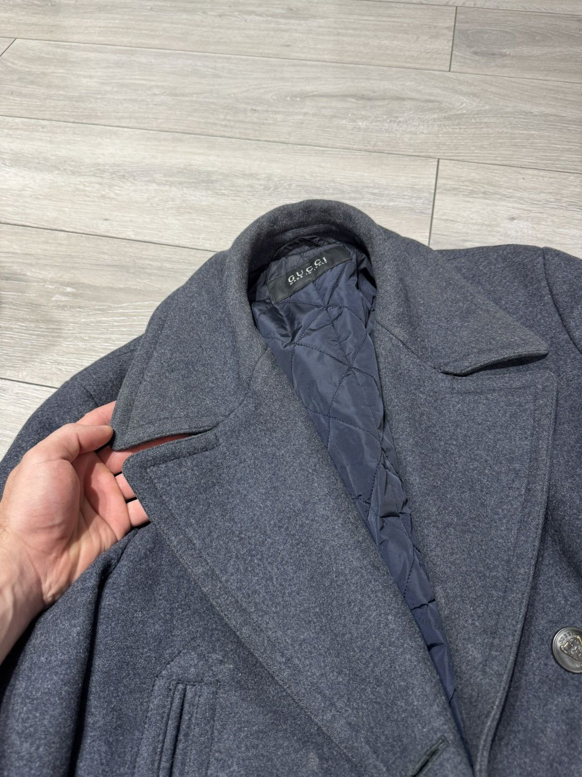 Gucci Men's GUCCI Wool Double Breasted Pea Coat Overcoat RARE Size US M / EU 48-50 / 2 - 10 Thumbnail