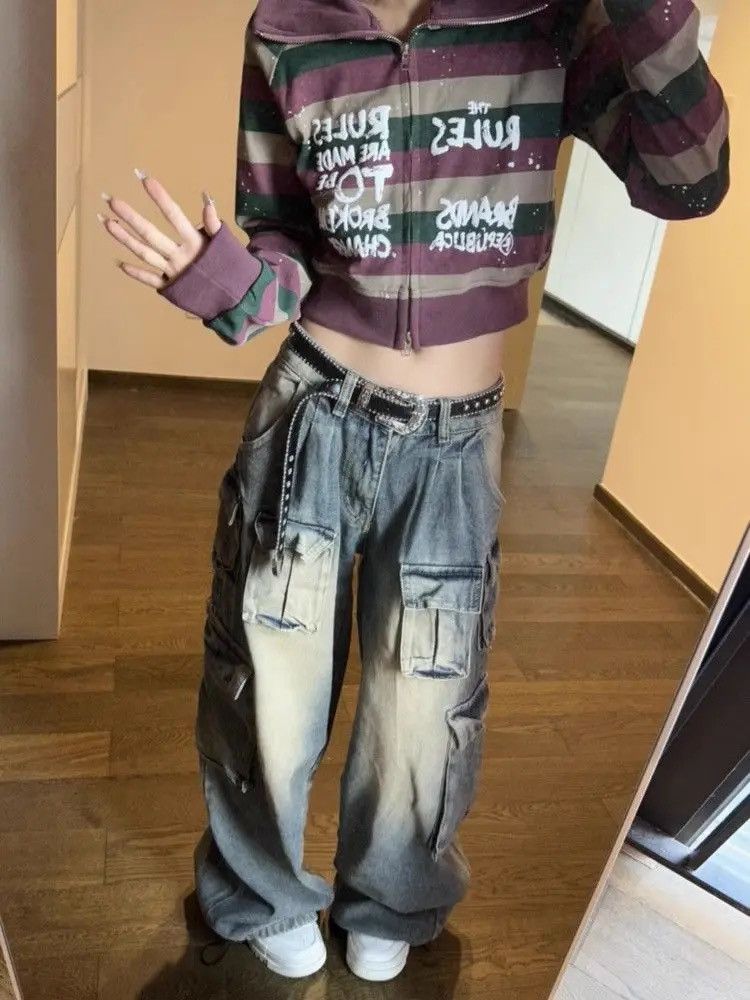Japanese Brand × Vintage Jean women y2k baggy Multi-pocket design high-street cargo Size 25" / US 0 / IT 36 - 8 Thumbnail