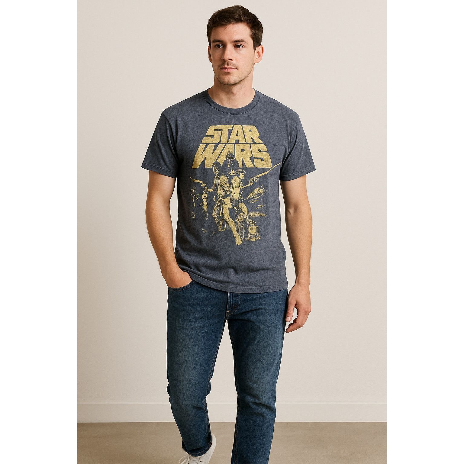 Star Wars Star Wars Vintage Style Graphic Tee Blue Distressed Movie L Size US L / EU 52-54 / 3 - 1 Thumbnail
