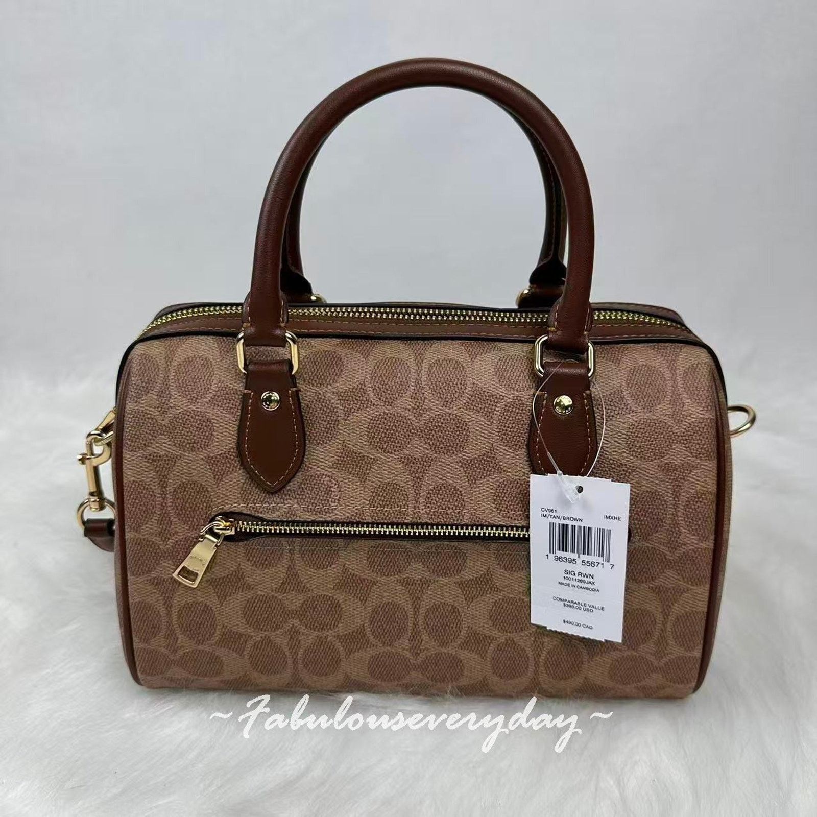 Coach Coach Rowan Satchel Signature Canvas Gold/Tan/Brown CV961 Size ONE SIZE - 3 Thumbnail