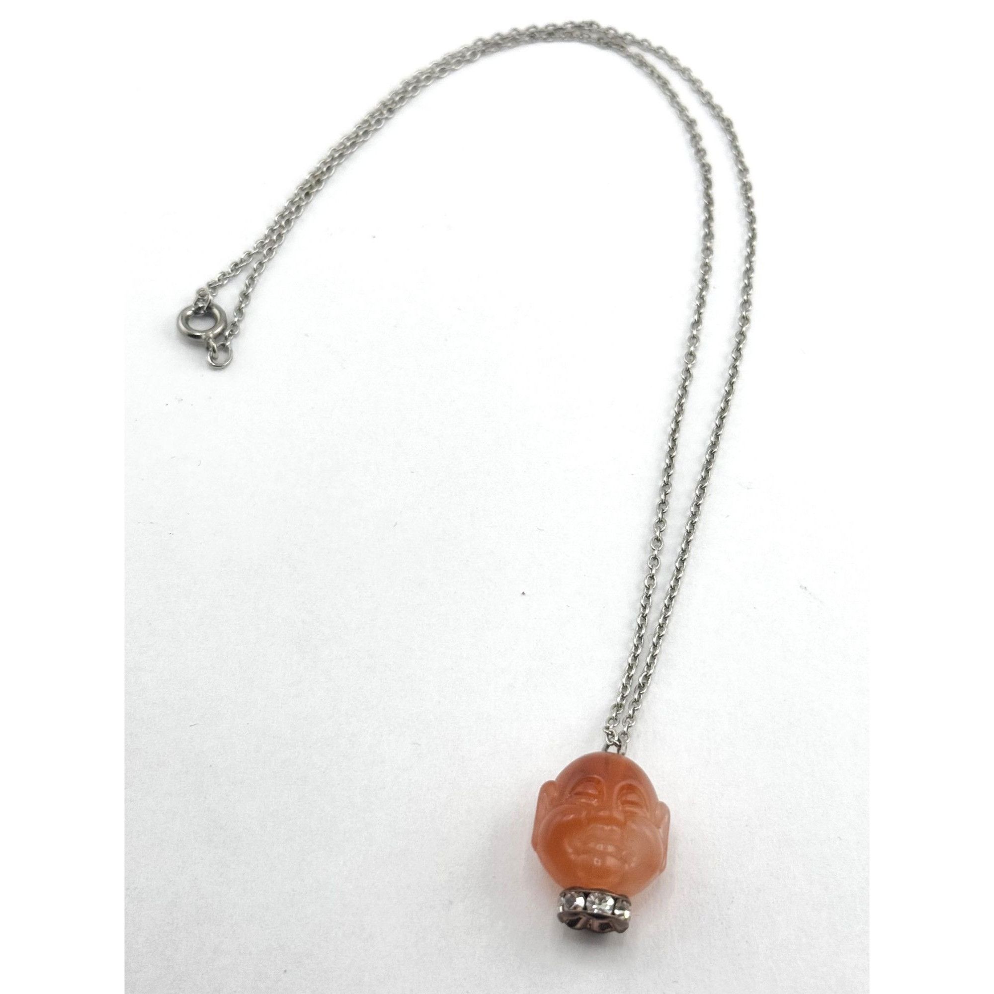 Vintage Vintage orange rhinestone Buddha charm necklace Size ONE SIZE - 1 Thumbnail