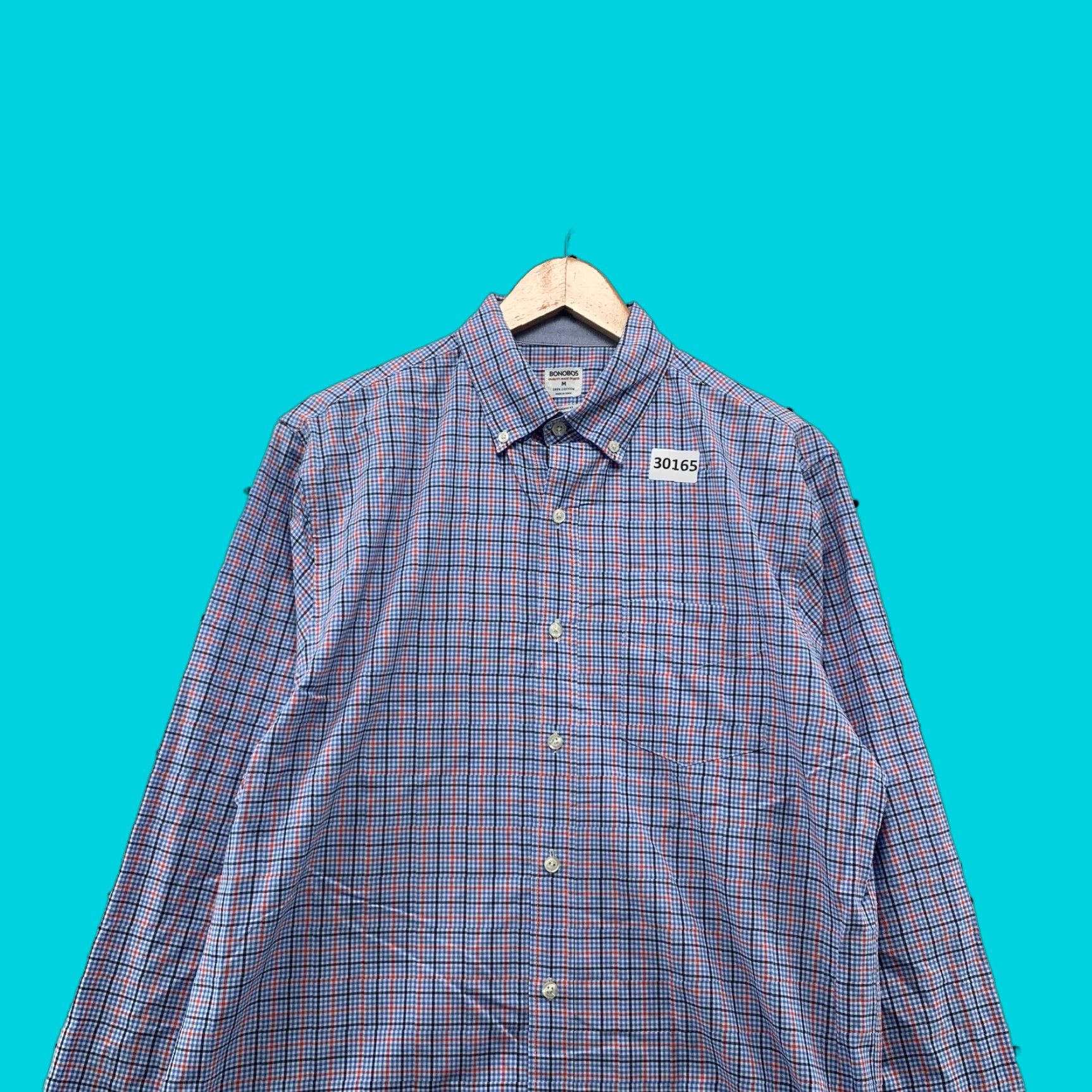 Bonobos Bonobos Button-Down Shirt Mens Medium Blue Red Check Long Sleeve 22x29.5 Size US M / EU 48-50 / 2 - 1 Thumbnail