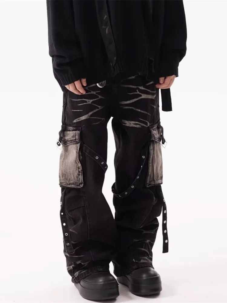 Vintage Y2K Streetwear Ripple Strap Baggy Cargo Jeans Size US 30 / EU 46 - 1 Thumbnail