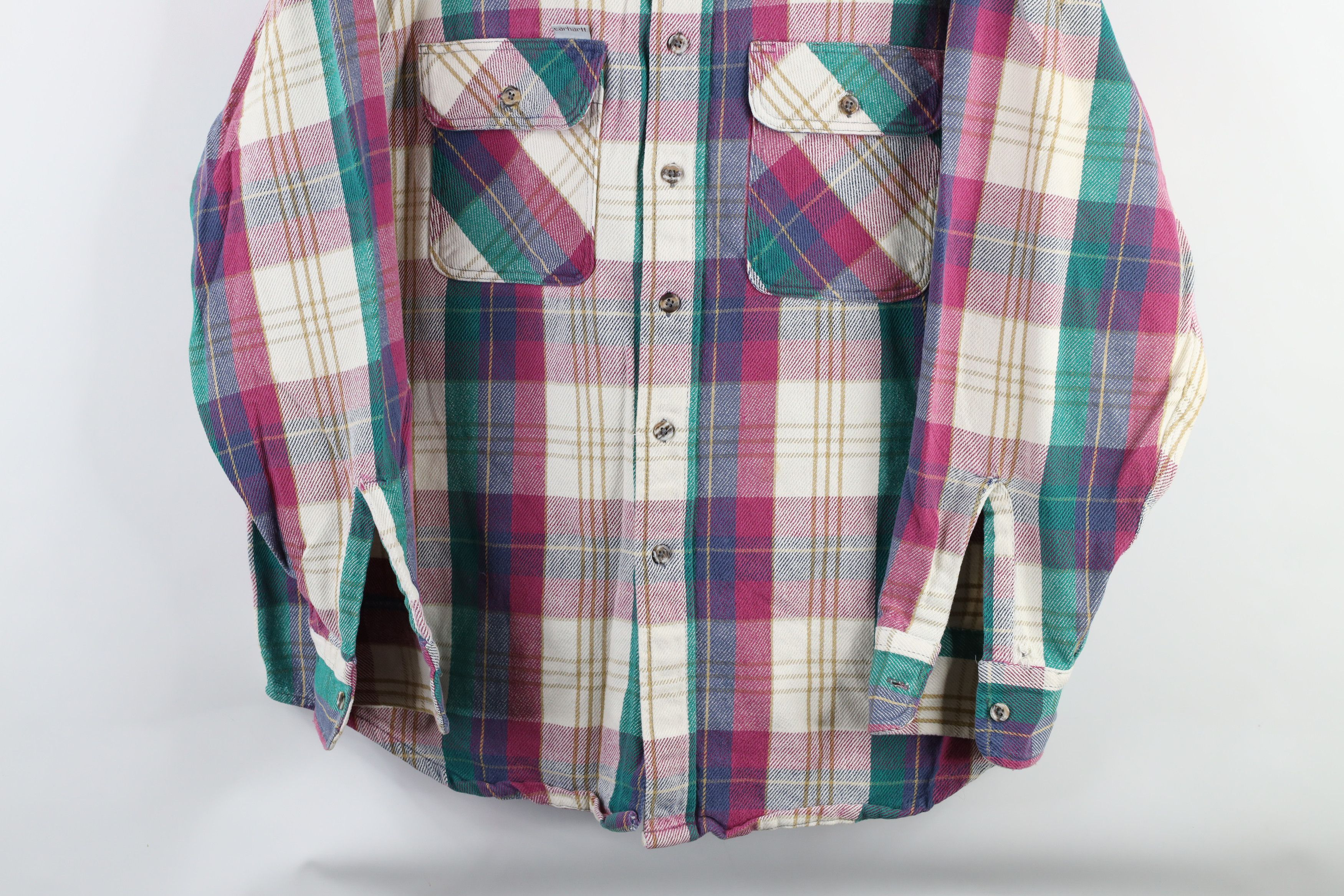 Carhartt × Vintage Vintage 90s Carhartt Collared Flannel Button Shirt Plaid USA Size US XL / EU 56 / 4 - 3 Thumbnail