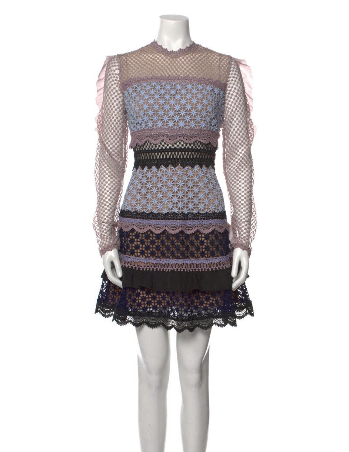 Self-Portrait Lace Pattern Mini Dress Size L / US 10 / IT 46 - 1 Thumbnail