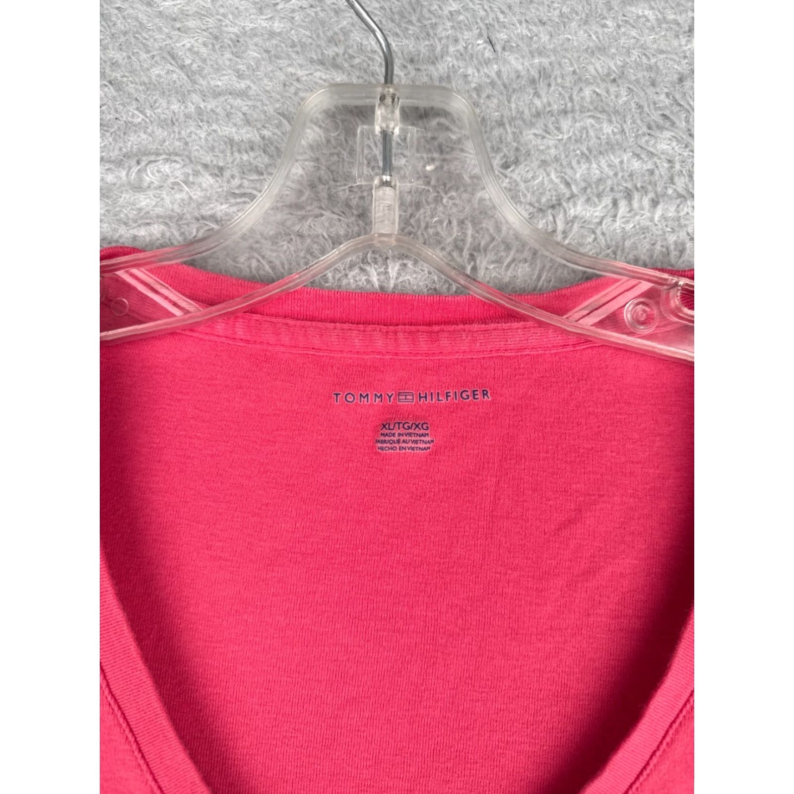 Tommy Hilfiger Tommy Hilfiger Pink Cotton V-Neck Shirt Women's XL Short Sleeve Casual Designer Size XL / US 12-14 / IT 48-50 - 6 Thumbnail