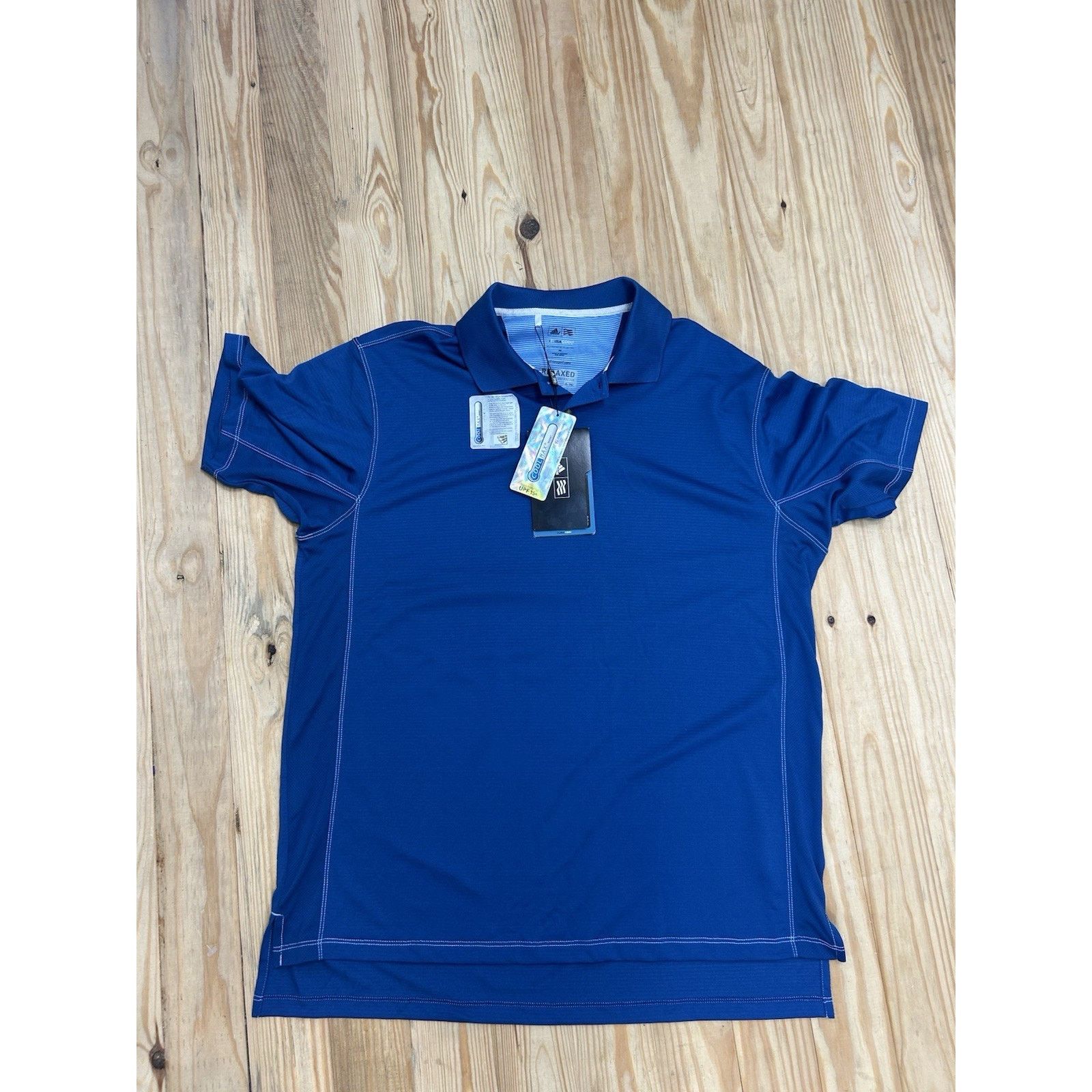 Adidas ADIDAS Men Blue Climalite Textured Regular-Fit Short Sleeve Size US M / EU 48-50 / 2 - 6 Thumbnail