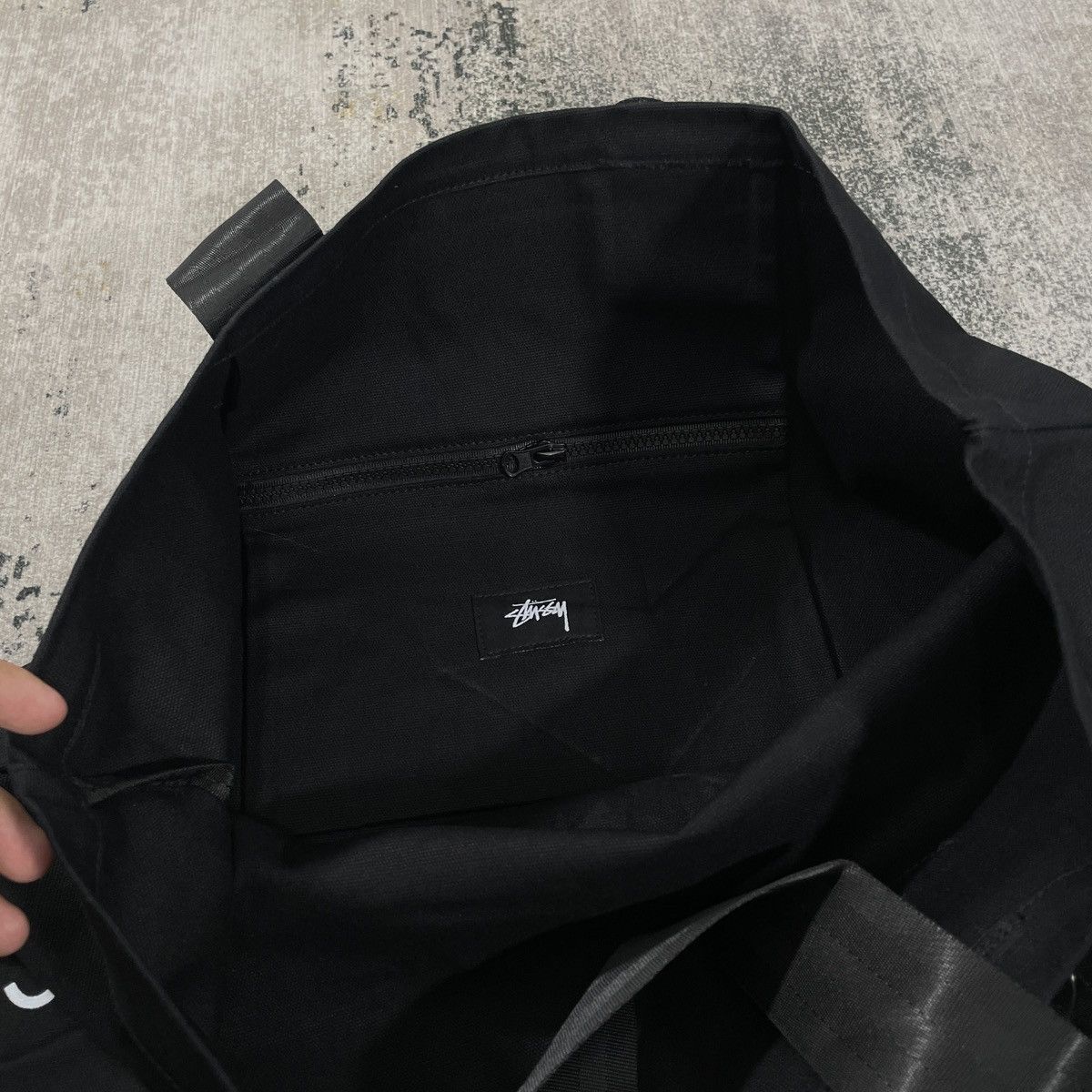 Stussy STUSSY TOTE BAG CANVAS LOGO - BLACK Size ONE SIZE - 5 Thumbnail