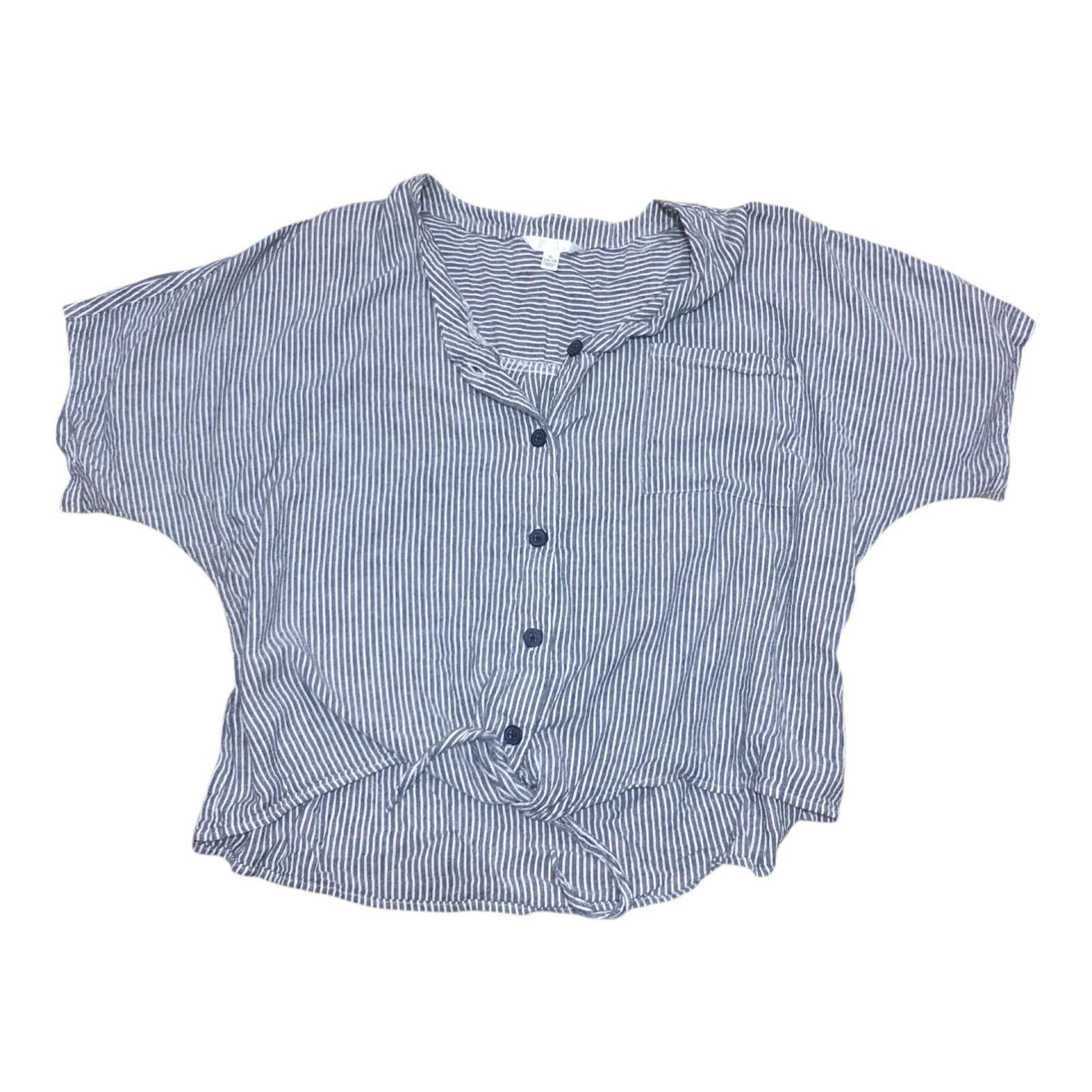 Other Off Shoulder Striped Tie Front Top Blue White Loose Top XL Size XL / US 12-14 / IT 48-50 - 1 Thumbnail
