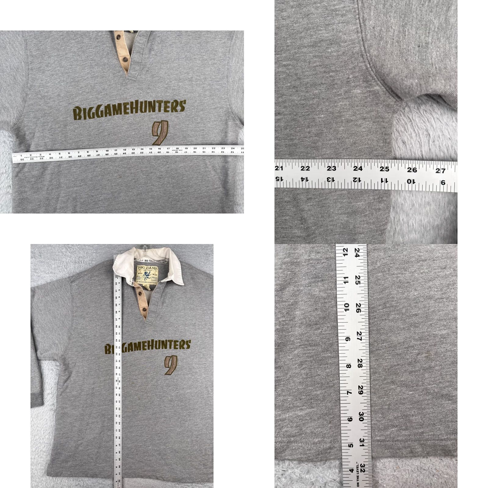 Vintage Big Game Sportswear Polo Shirt Men 2XL Gray Long Sleeve Cotton Rugby Size US XXL / EU 58 / 5 - 8 Thumbnail