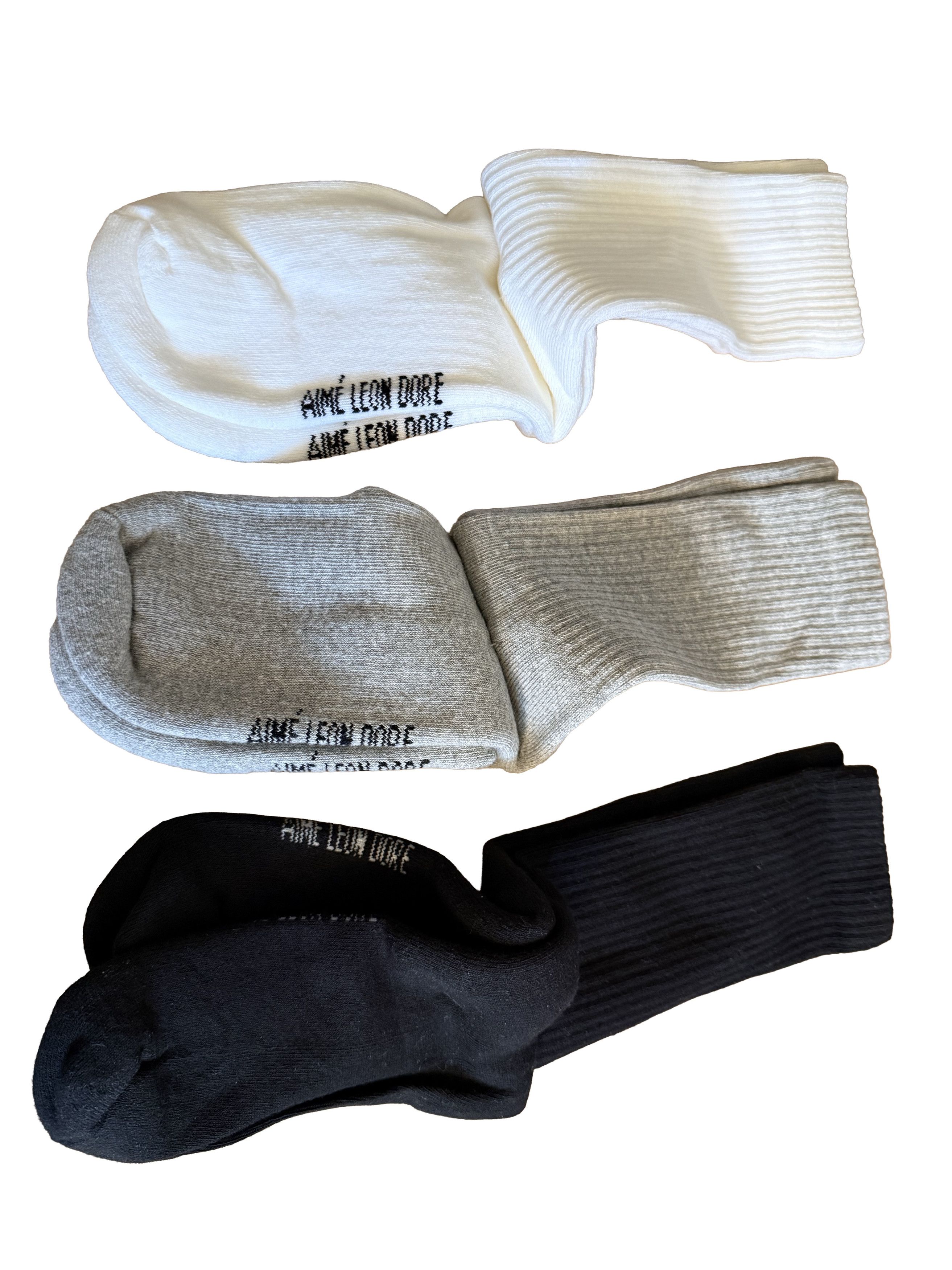 Aime Leon Dore crew logo sock 3 pack (grey, black, white long) Size ONE SIZE - 5 Thumbnail