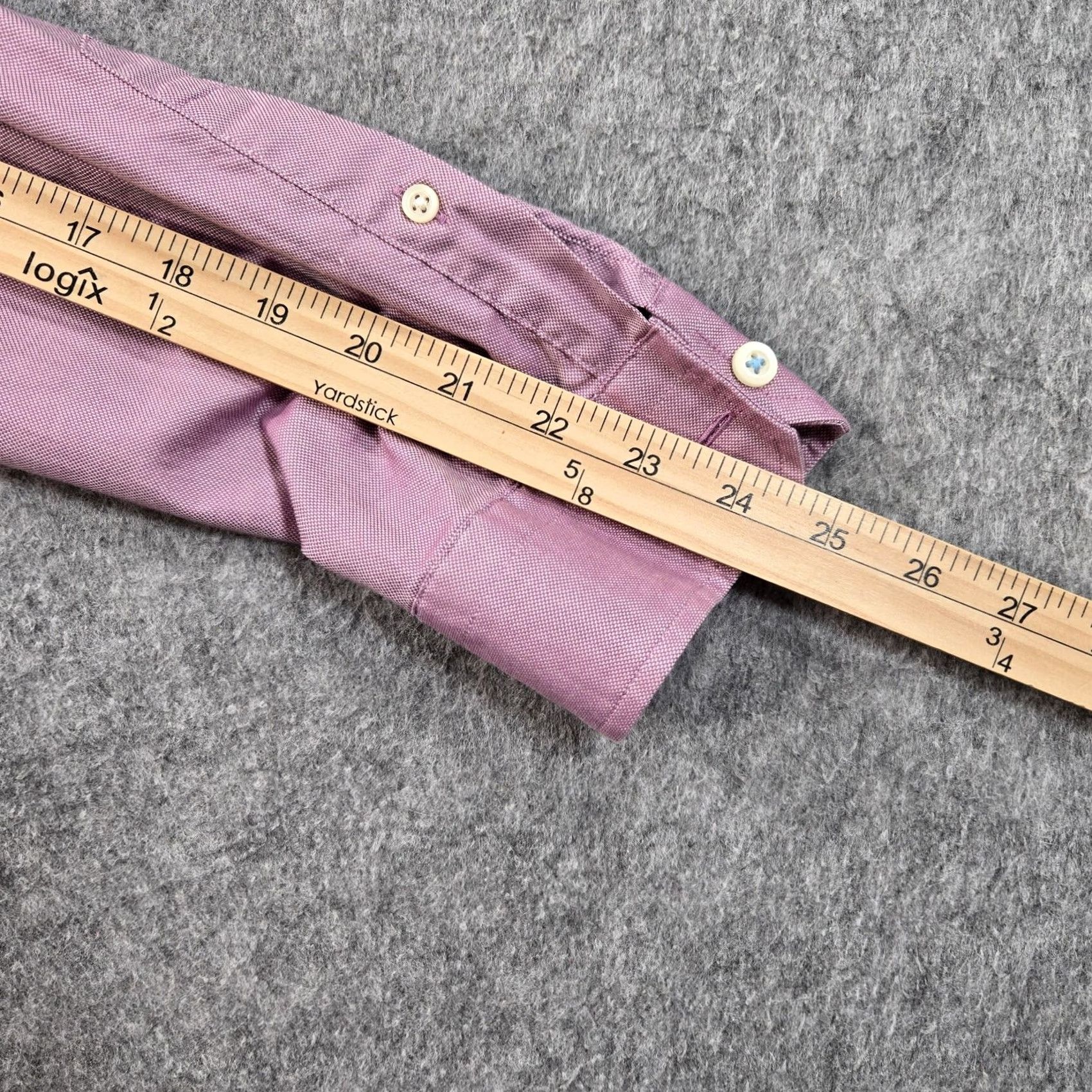 Banana Republic Banana Republic Dress Shirt Mens Medium Purple Solid Grant Fit Supima Cotton LS Size 40R - 7 Thumbnail