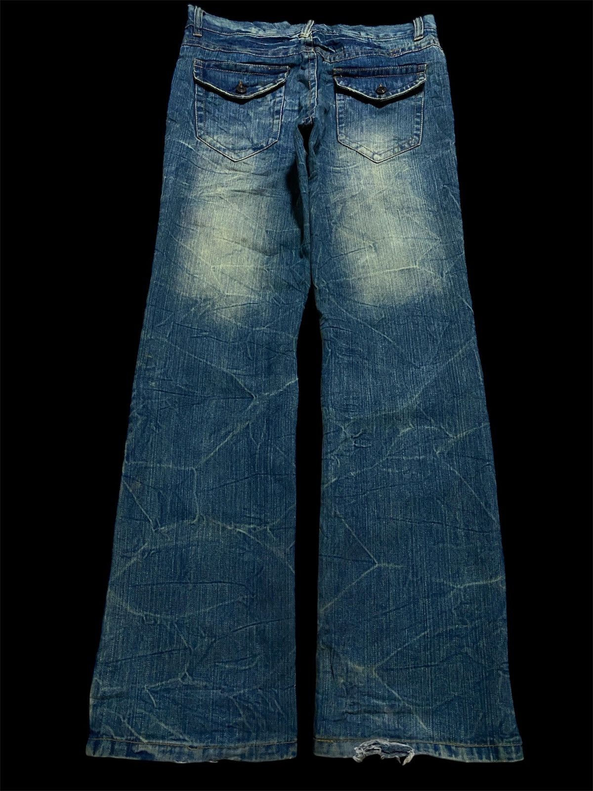 Japanese Brand × Vintage 💥Flare Japanes 90’s Mudwash Distress Ripped Jeans Size US 34 / EU 50 - 1 Thumbnail