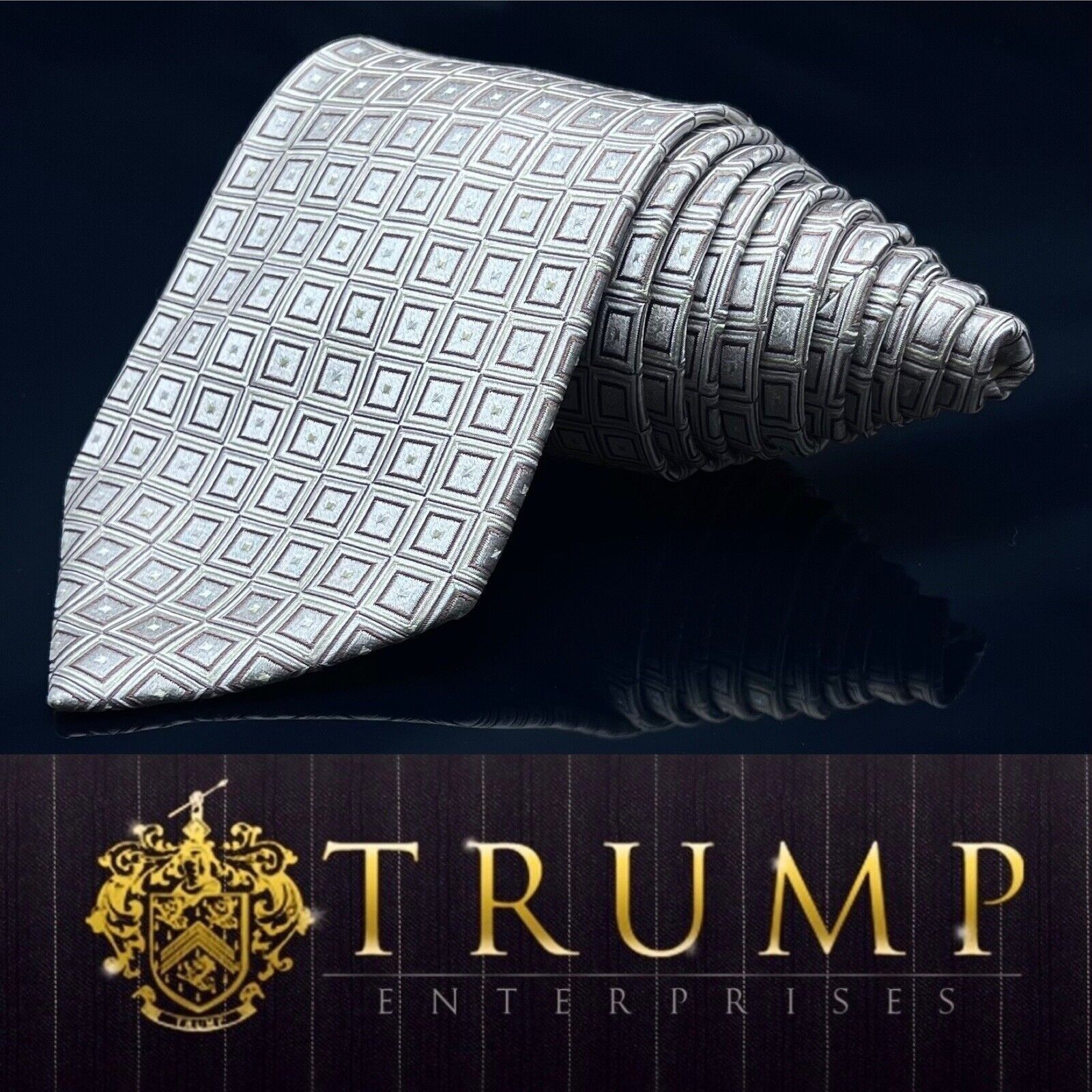 Donald Trump DONALD J. TRUMP MEN'S TIE BEIGE/GEOMETRIC WIDTH 3.7/8" LENGT Size ONE SIZE - 1 Thumbnail