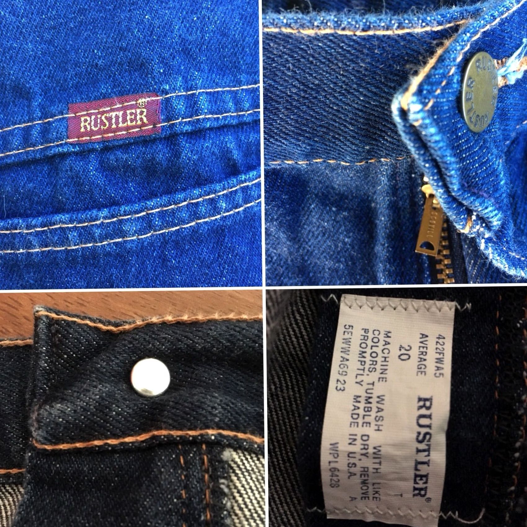 Vintage VINTAGE Rustler Jeans High Waist Tapered Leg 20 Made In USA 34 1/2” Waist Blue Denim Cowboy Mom 1980s Womens Size 42" / US 20 - 5 Thumbnail
