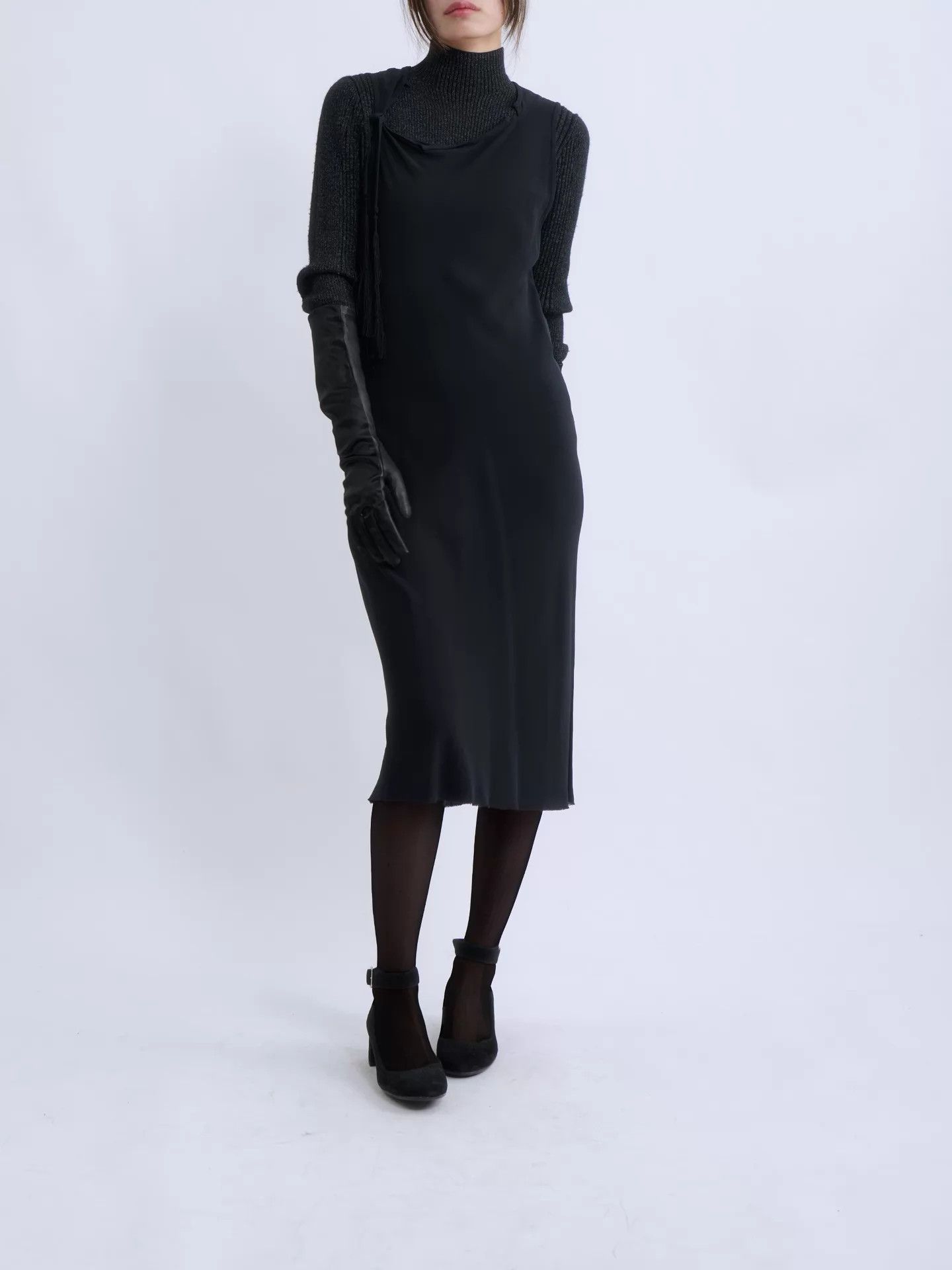 Ann Demeulemeester ANN DEMEULEMEESTER 00s Tassel Strap Silk Chiffon Dress Size XS / US 0-2 / IT 36-38 - 6 Thumbnail