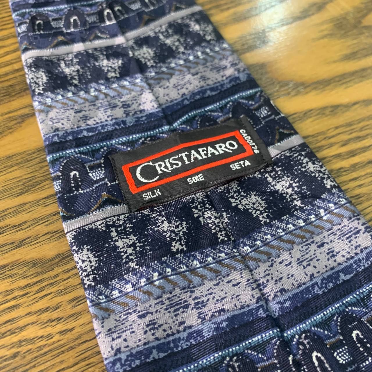 Other Cristafaro Navy Blue& White Silk necktie Size ONE SIZE - 3 Thumbnail