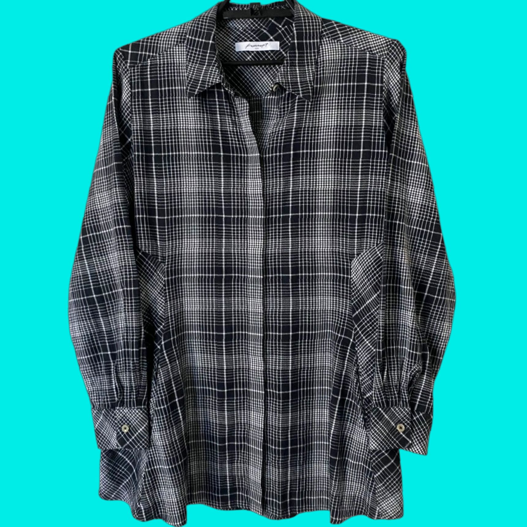 Vintage VINTAGE Foxcroft Plaid Tunic Button-Up Long Sleeve Women’s Size 14 Casual Workwear Black Size XL / US 12-14 / IT 48-50 - 1 Thumbnail