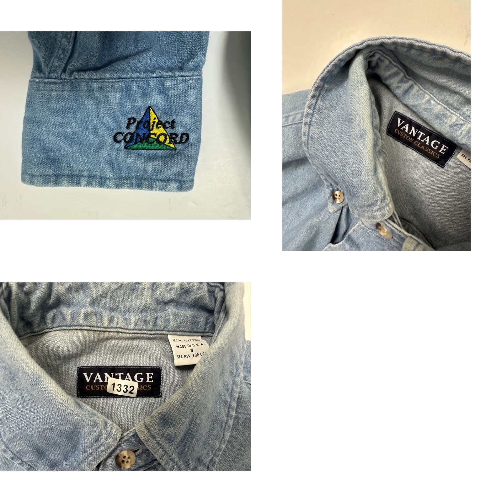 Denime VINTAGE Vantage Denim Shirt Men Small Button-Down Solid Blue 90s Casual Jeans Workwear USA Made Size US S / EU 44-46 / 1 - 10 Thumbnail