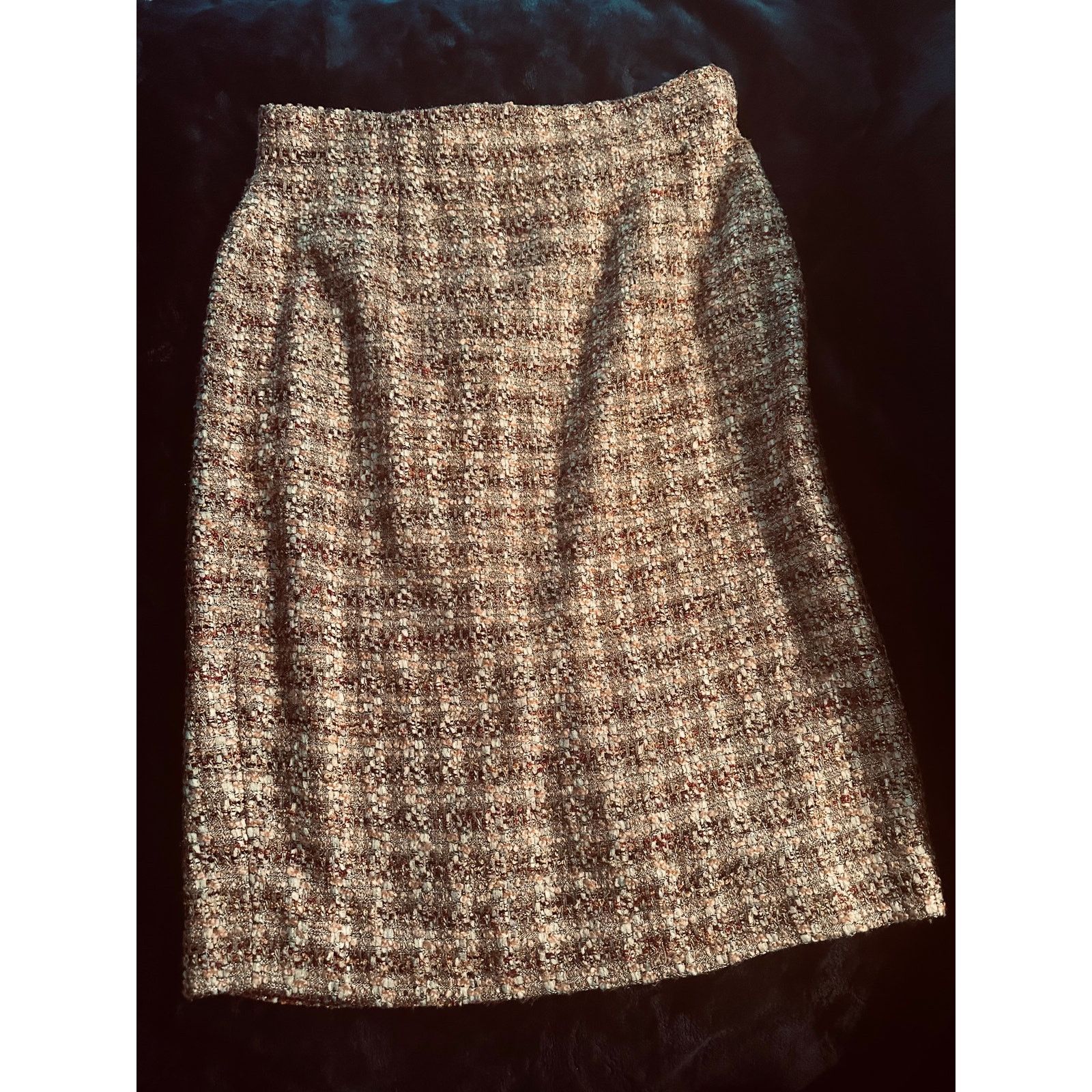 Lafayette 148 NEW LAFAYETTE 148 NUBBY TWEED SKIRT GOLD FLECKS 10 Size 32" / US 10 / IT 46 - 8 Thumbnail