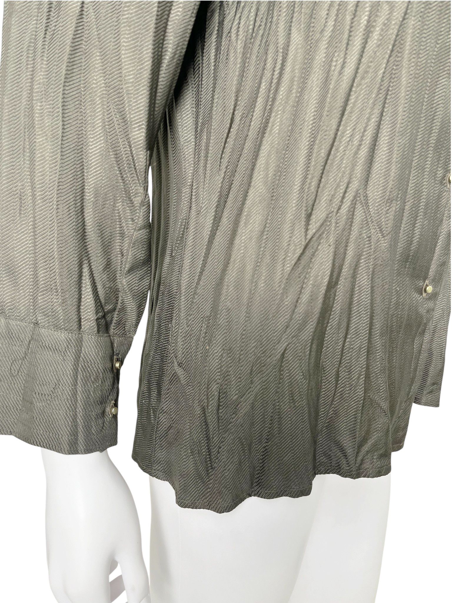 Roberto Cavalli 1990's Chain Petrol Green Ruched Silk Shirt Size S / US 4 / IT 40 - 8 Thumbnail