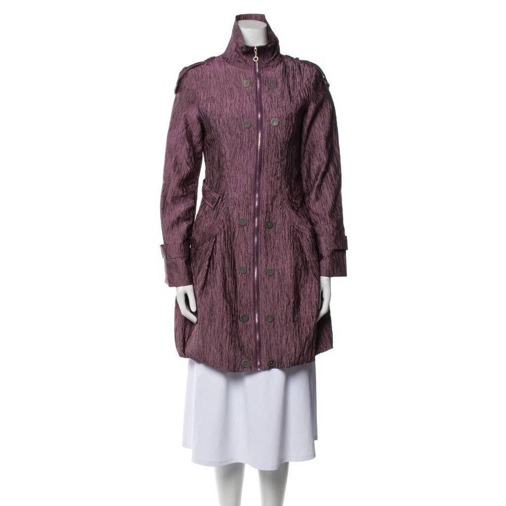 image of Max Mara Vintage Silk Blend Funnel Neck Coat Size Small in Purple, Women's