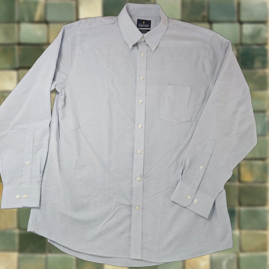 Stafford Stafford Shirt Mens 16.5 34/35 Blue Travel Wrinkle Free Oxford Regular Fit Shirt Mens Blue Travel Wrinkle-Free Oxford Regular Fit Size US XL / EU 56 / 4 - 1 Thumbnail
