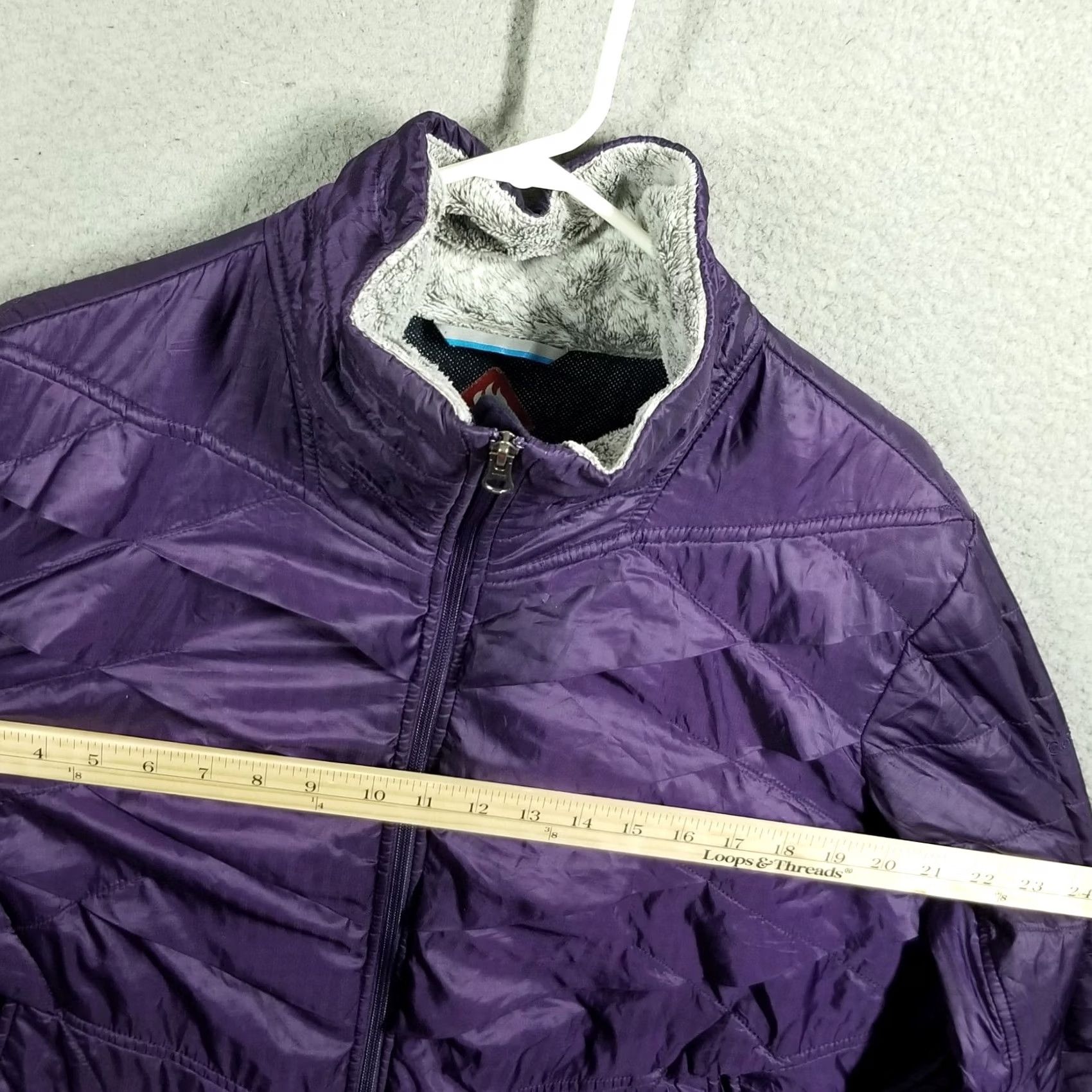 Vintage Columbia Omni-Heat Jacket Womens Plus Size 1X Purple Puffer Mid Length Hooded Zipped Pockets Exterior Polyester Outer Shell Winter Casual Travel Size XL / US 12-14 / IT 48-50 - 6 Thumbnail