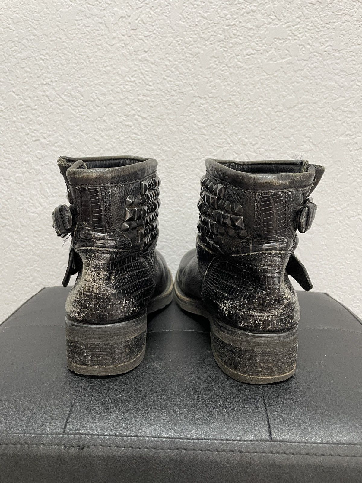 If Six Was Nine Vintage Italian AS 98 Rick Owens Style Leather Biker Boots Size US 7 / IT 37 - 4 Thumbnail