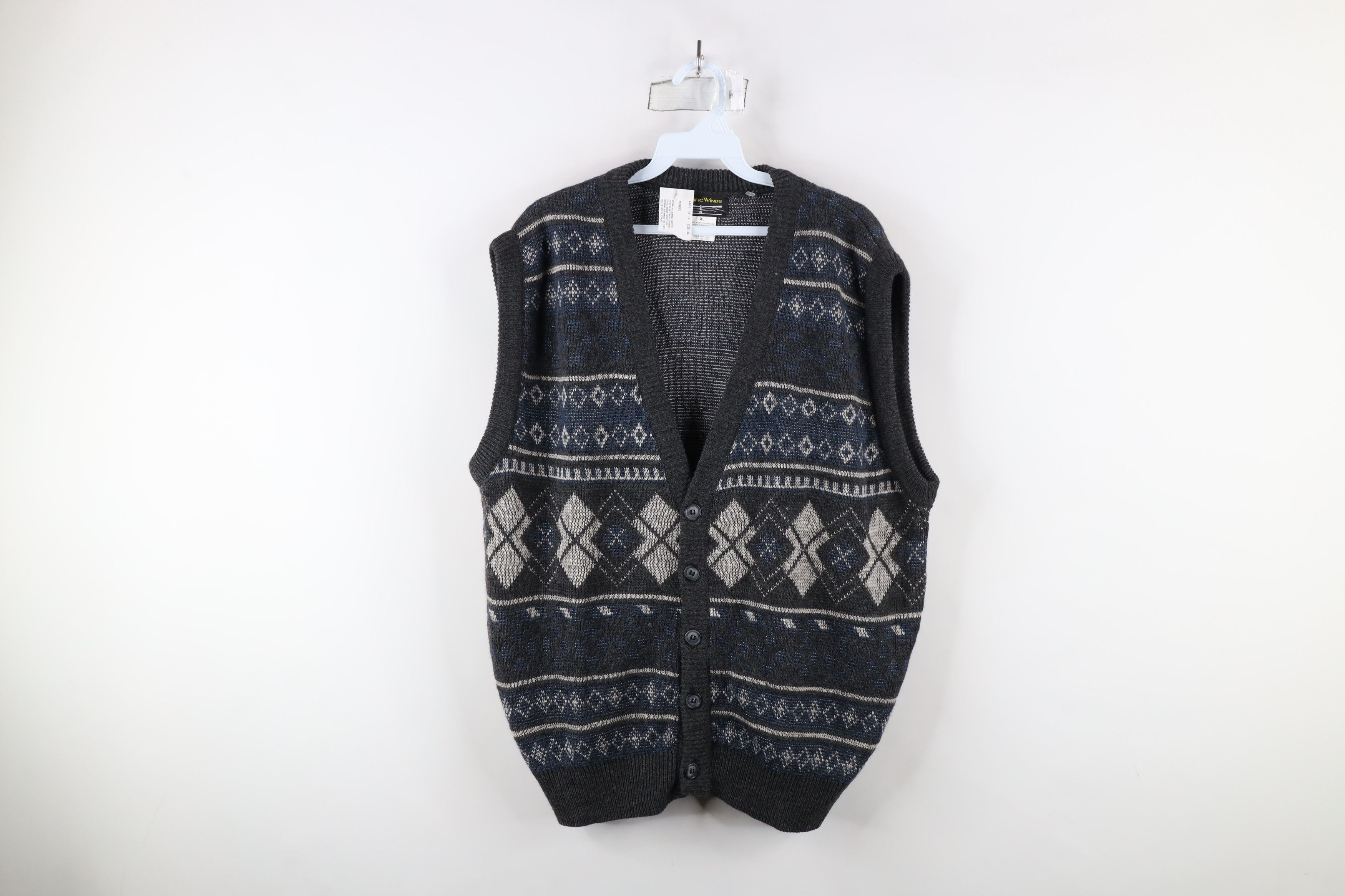 Vintage Deadstock Vintage 90s Streetwear Knit Cardigan Sweater Vest Size US XL / EU 56 / 4 - 1 Thumbnail