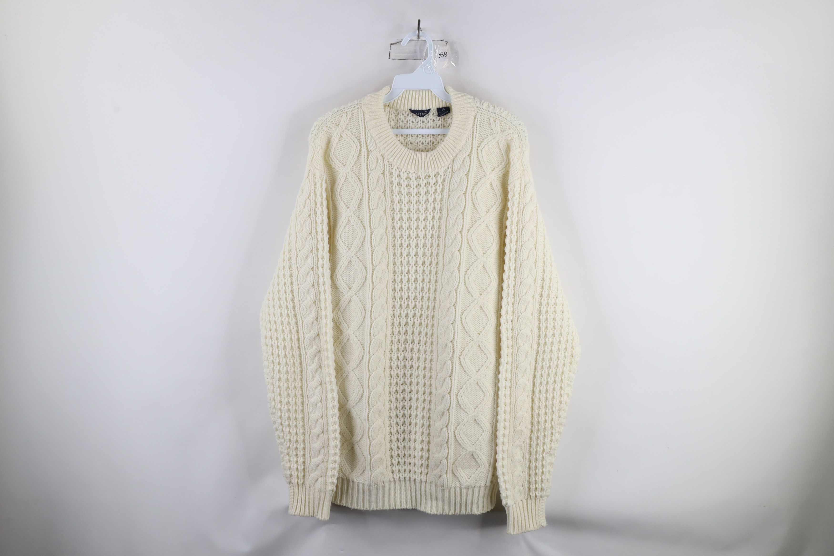 Vintage Vintage 70s Streetwear Knit Fisherman Sweater Cream Acrylic Size US XL / EU 56 / 4 - 1 Thumbnail
