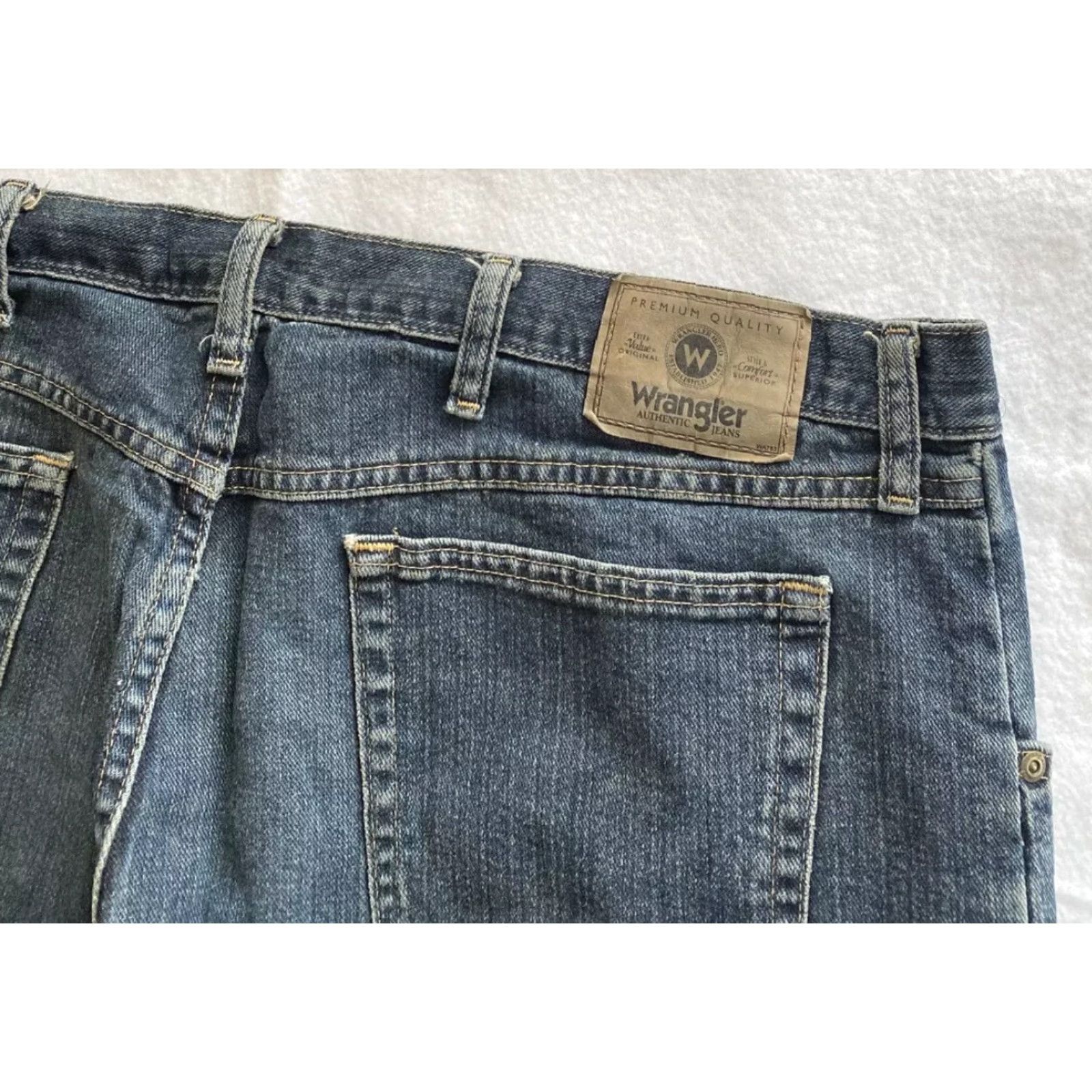 Wrangler Wrangler Jeans Men’s 40x30 Relaxed Fit Straight Leg Solid Blue Denim Cotton Regular Mens Pants Size US 40 / EU 56 - 6 Thumbnail