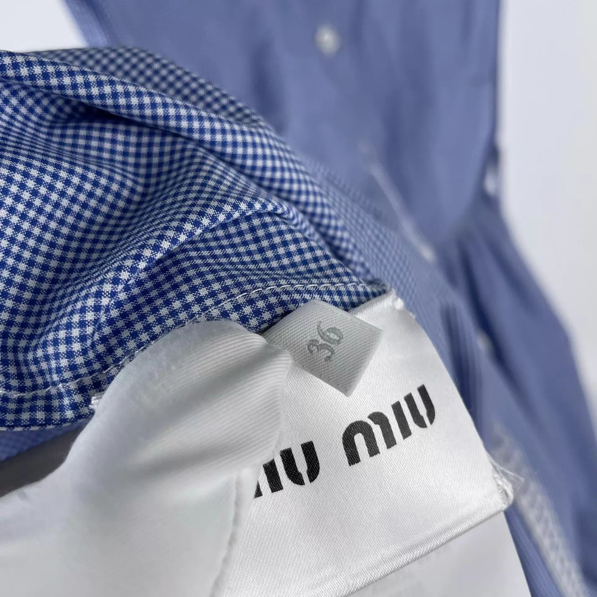 Miu Miu SS26 women's Blue Plaid Doll Collar Side-Tie Dress EU36 Size XS / US 0-2 / IT 36-38 - 6 Thumbnail