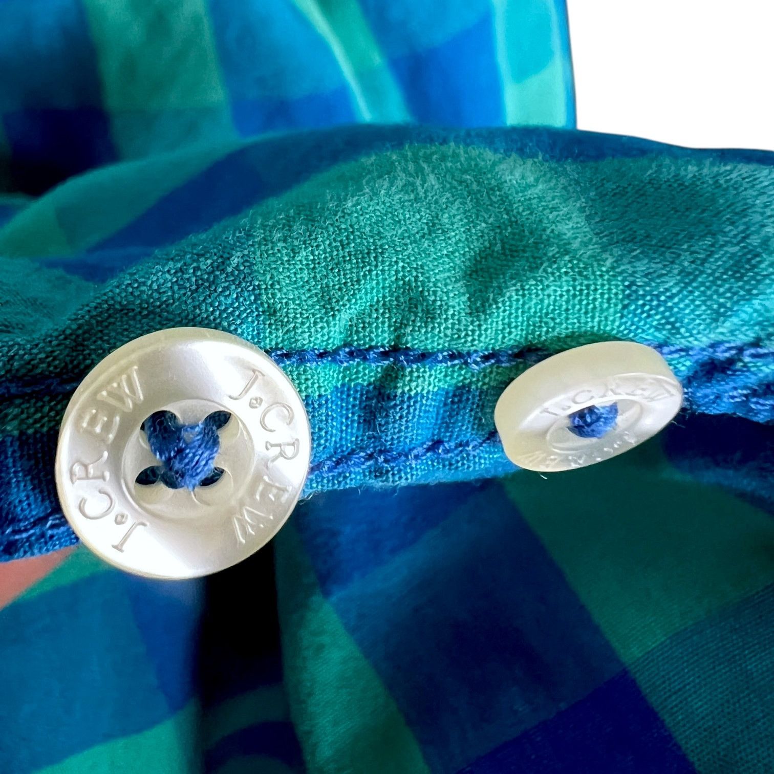 J.Crew Men's J.Crew Blue/Green Gingham Button Up Slim Shirt - L Size US L / EU 52-54 / 3 - 5 Thumbnail