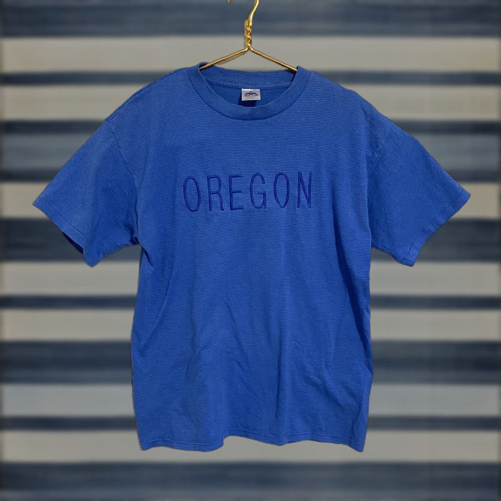 Vintage VINTAGE Oregon T Shirt Single Stitch Blue Striped Made in USA Men Size L Size US L / EU 52-54 / 3 - 1 Thumbnail
