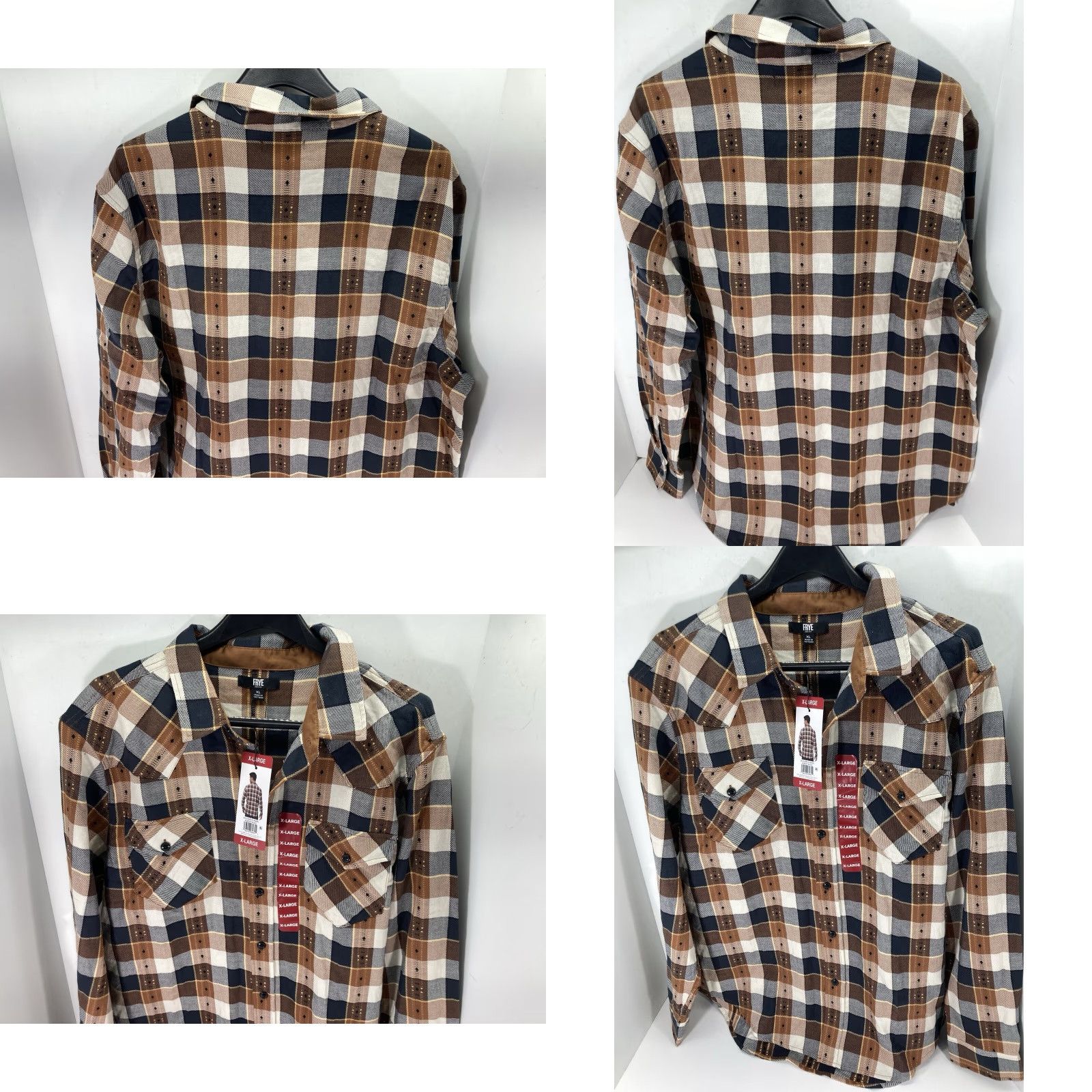 Frye Frye Jacquard Flannel Shirt Men XL Brown Plaid Long Sleeve Button NWT Shirt Size US XL / EU 56 / 4 - 9 Thumbnail